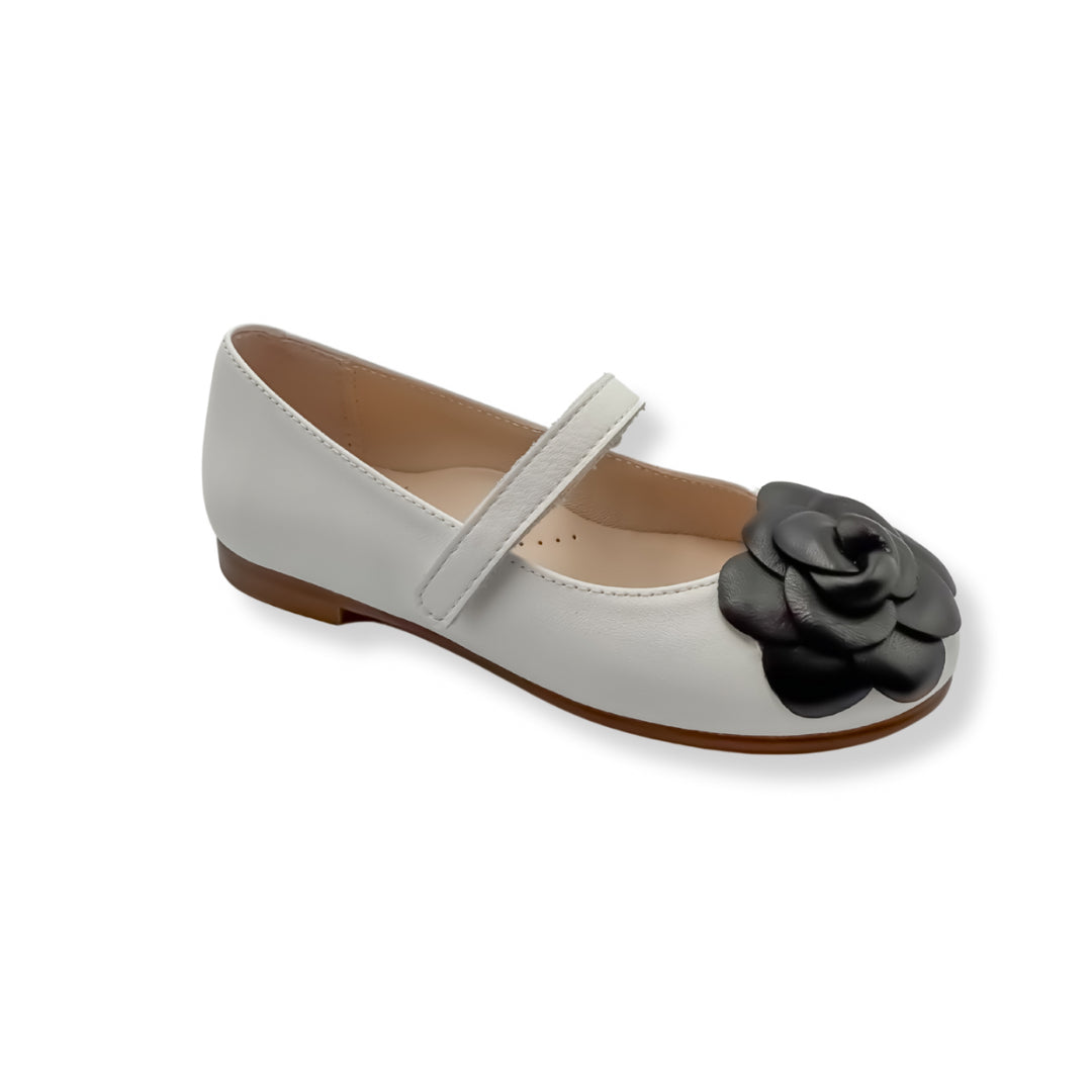 Camille- White/Black Leather Mary Jane Shoes - Amati Steps