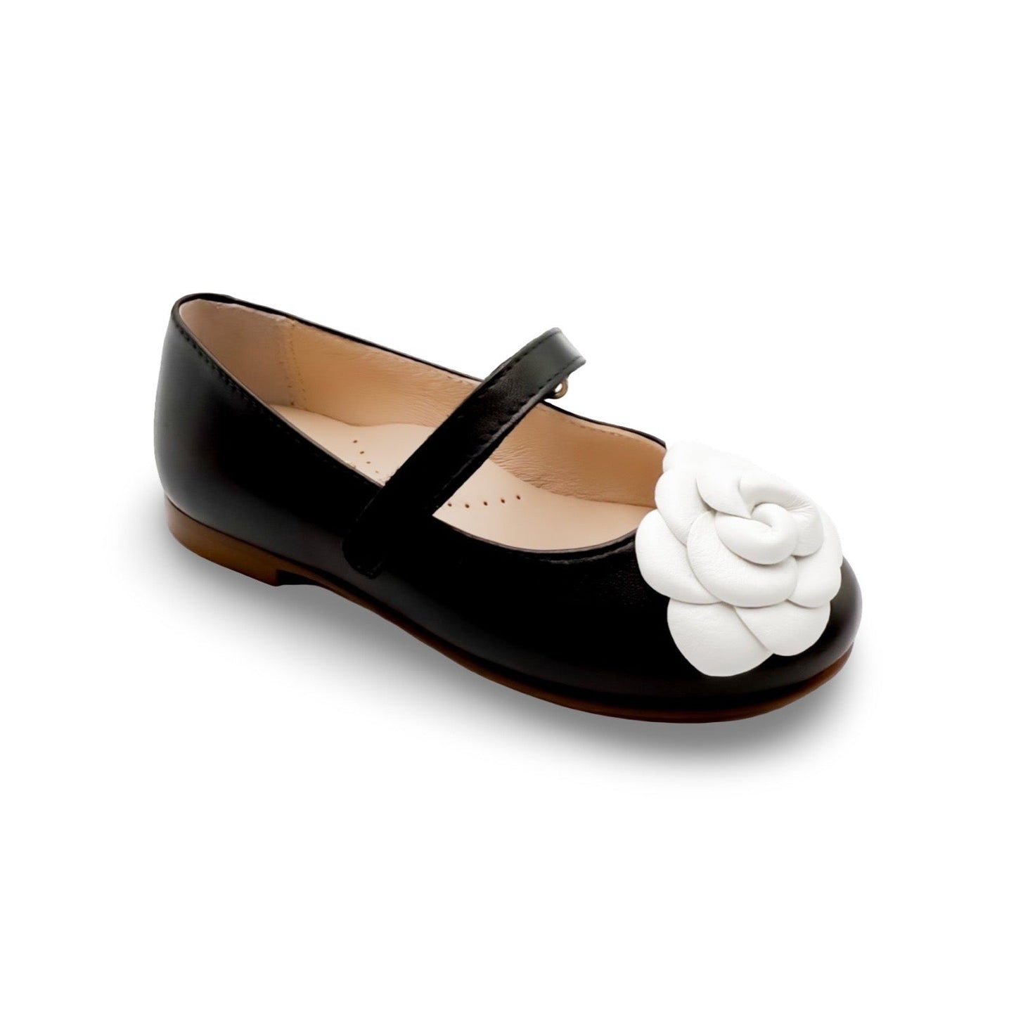 Camille- Black/White Leather Mary Jane Shoes - Amati Steps