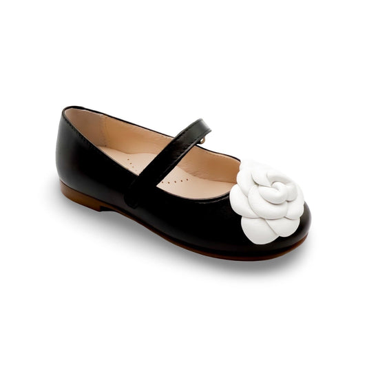 Camille- Black/White Leather Mary Jane Shoes - Amati Steps