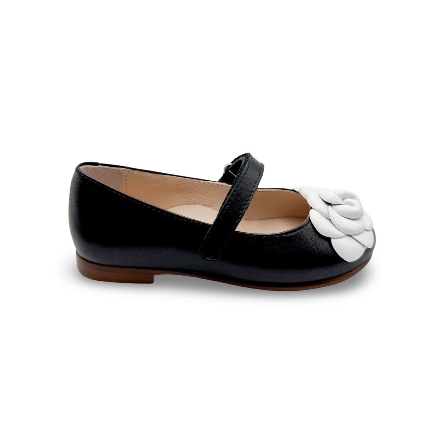 Camille- Black/White Leather Mary Jane Shoes - Amati Steps