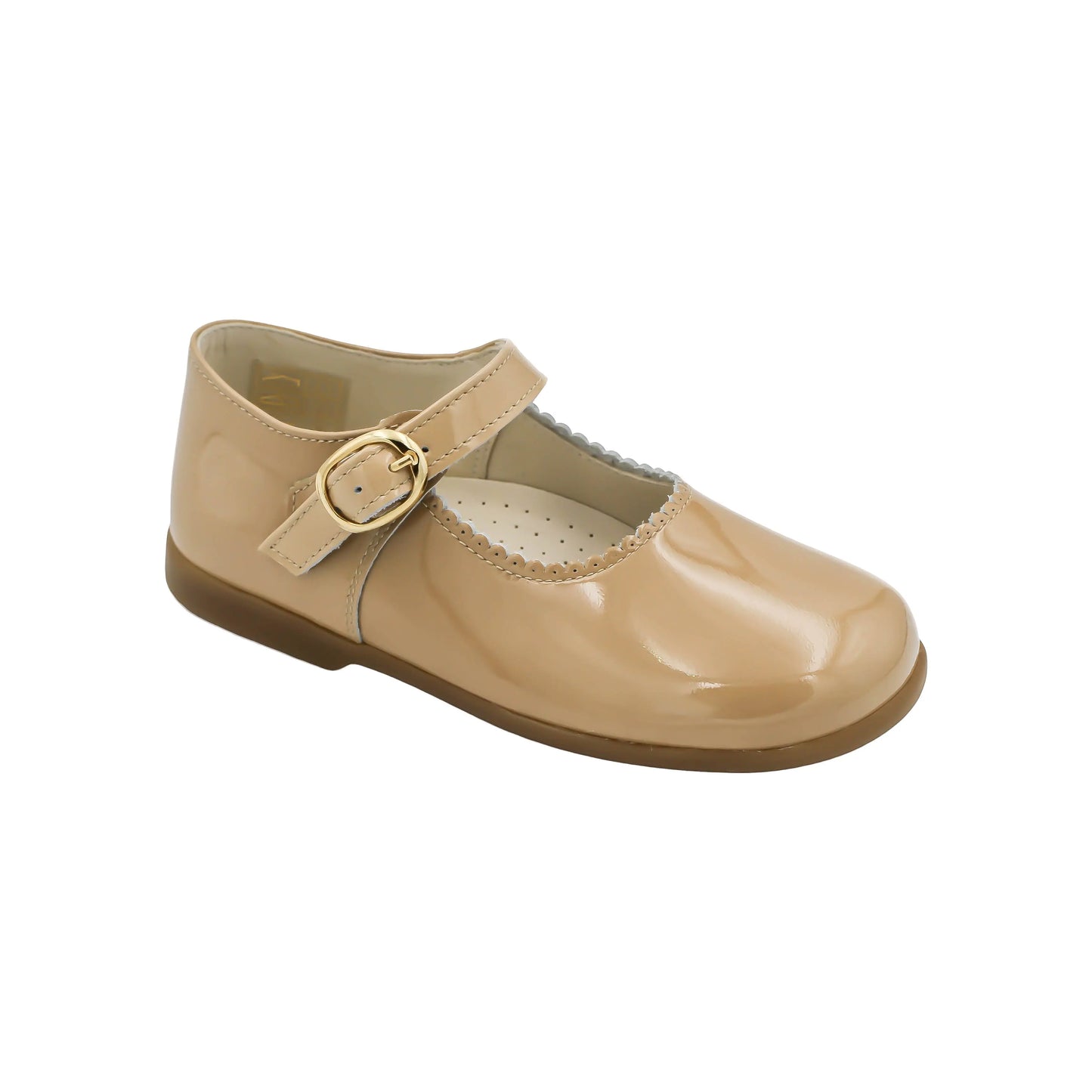 Layla - Tan Patent Leather Mary Jane Shoes - Amati Steps