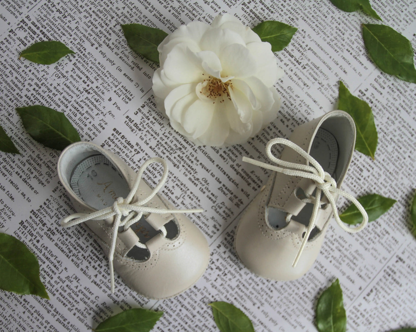 Lucia- Ivory Pearlized Leather Baby Shoes - Amati Steps