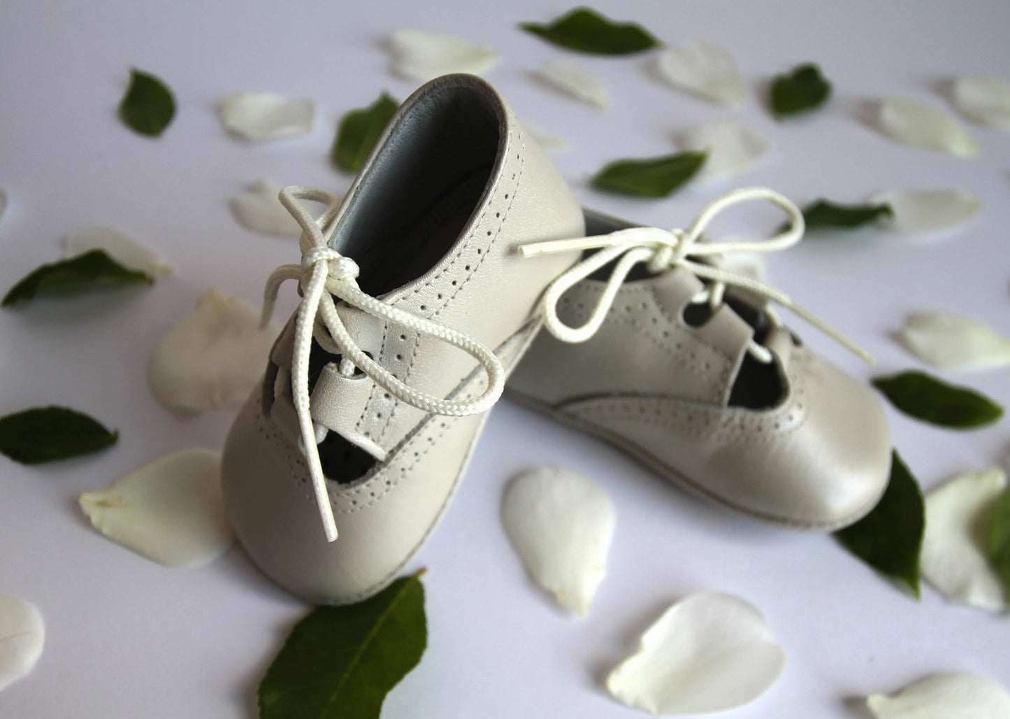 Lucia- Ivory Pearlized Leather Baby Shoes - Amati Steps