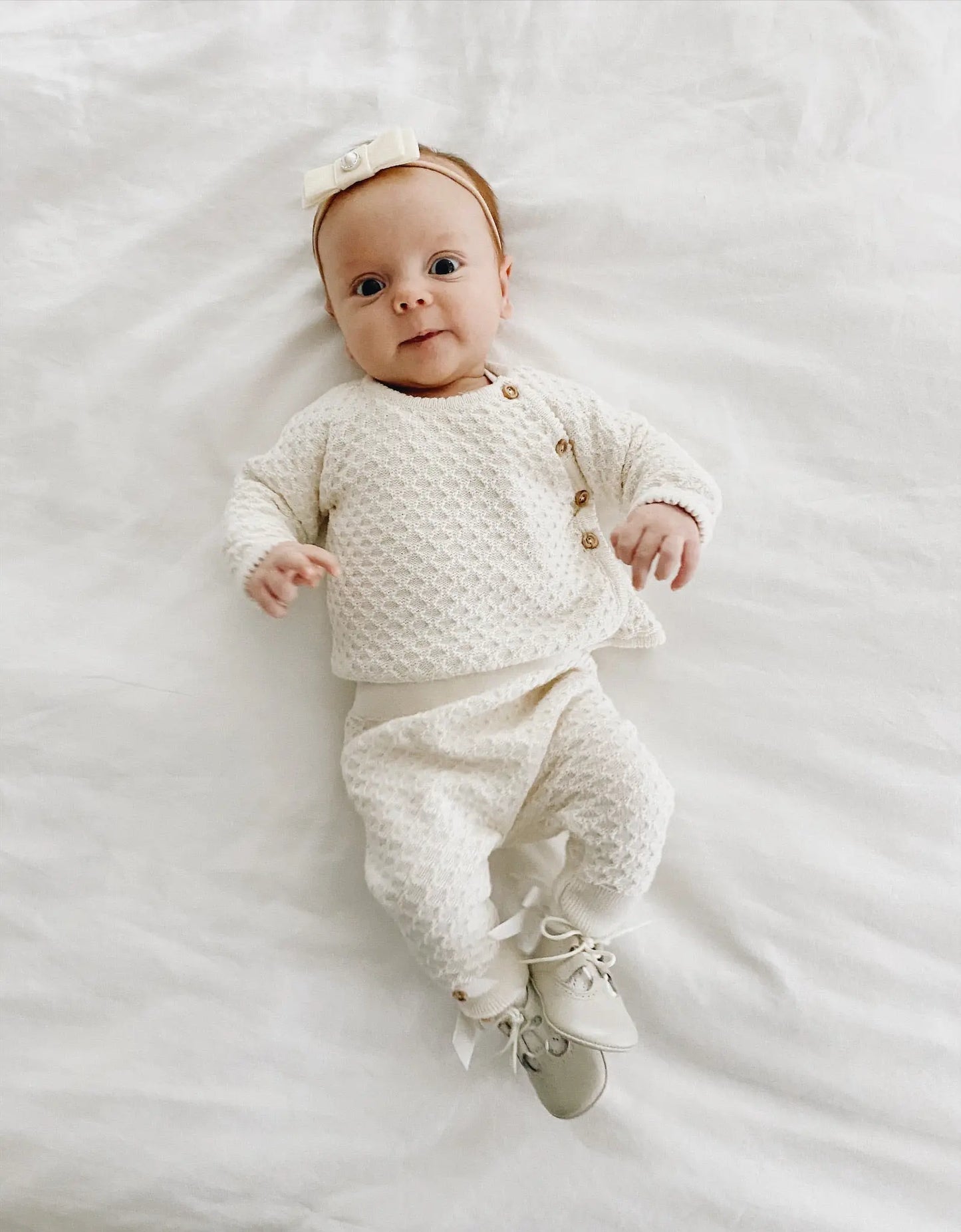 Lucia- Ivory Pearlized Leather Baby Shoes - Amati Steps