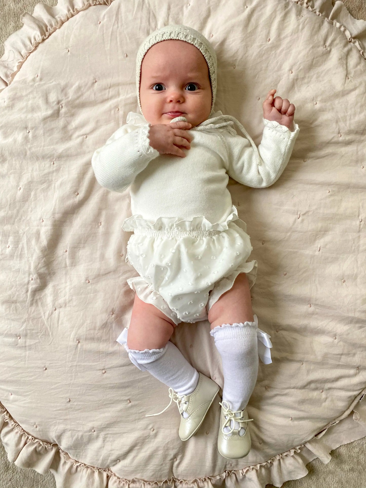 Lucia- Ivory Pearlized Leather Baby Shoes - Amati Steps