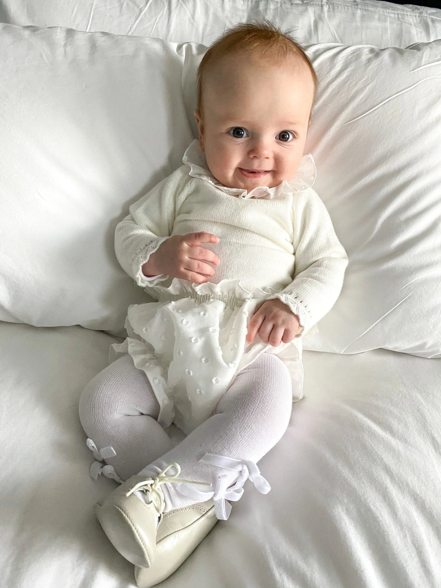 Lucia- Ivory Pearlized Leather Baby Shoes - Amati Steps