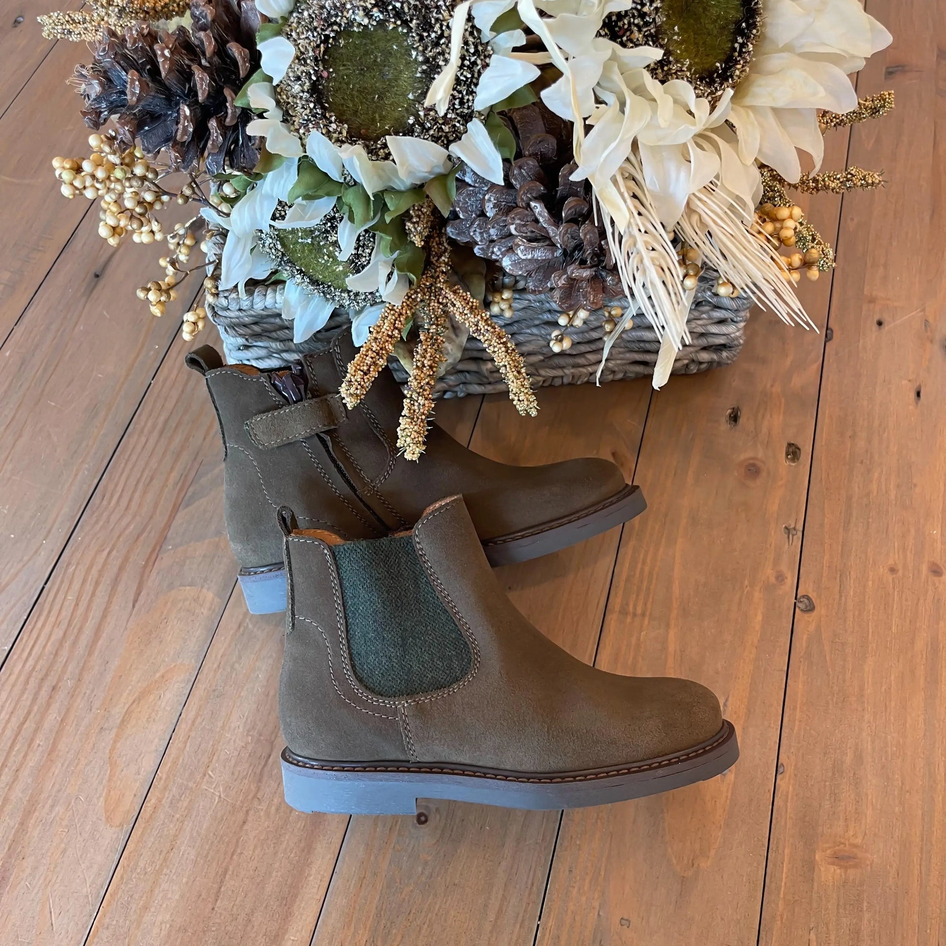Marco- Olive Suede Boy Chelsea Boots - Amati Steps