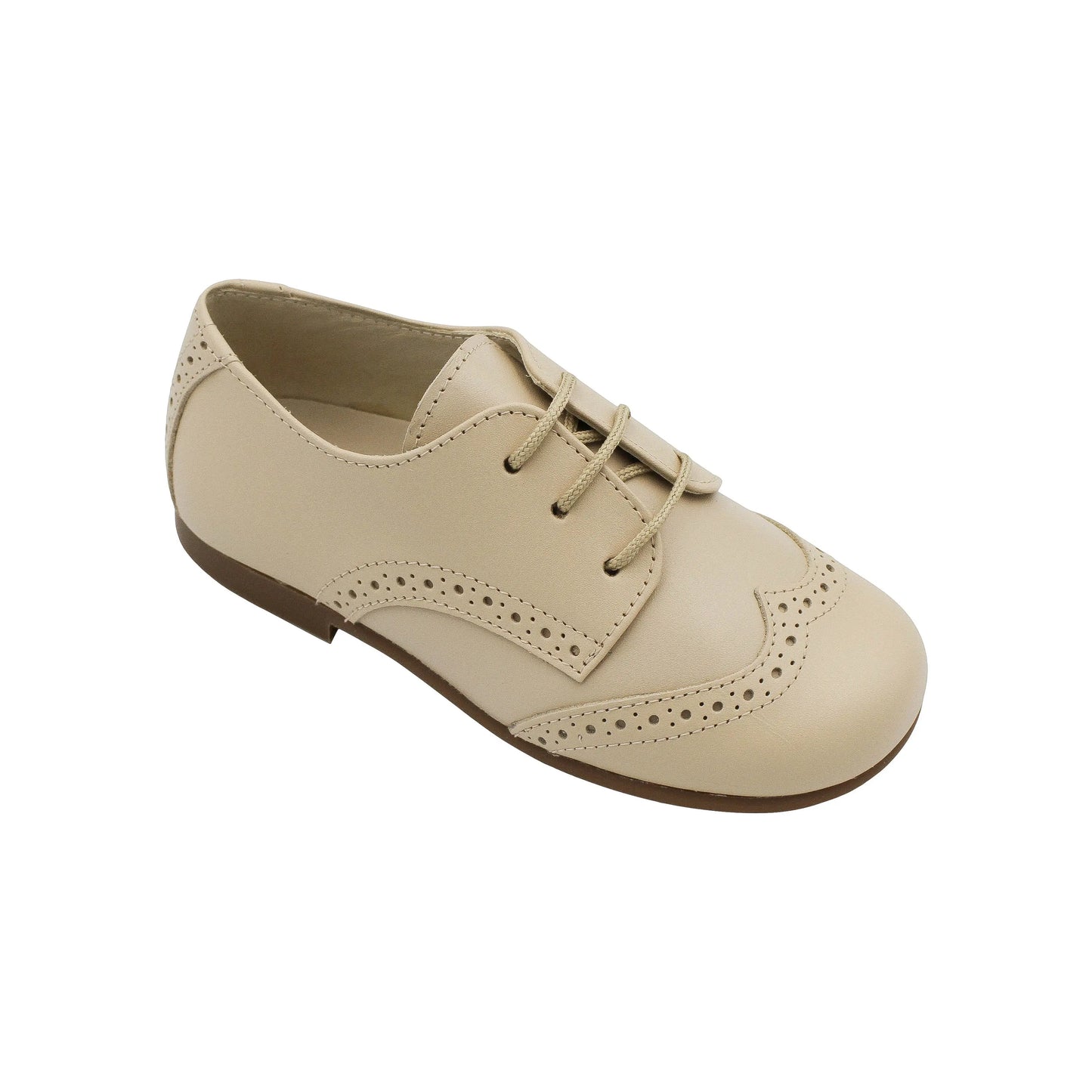 Roman- Beige Leather Boy Oxford Shoes - Amati Steps