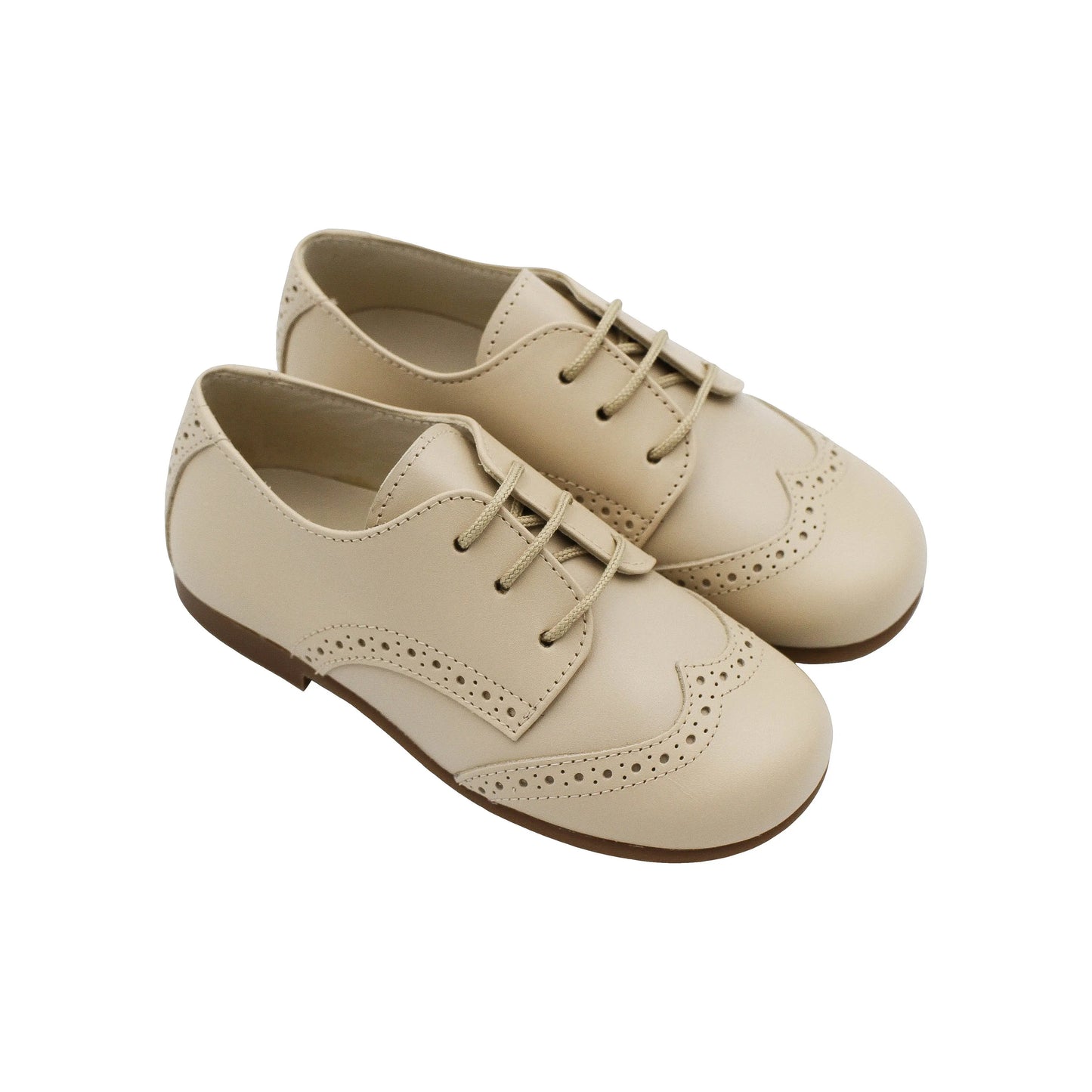 Roman- Beige Leather Boy Oxford Shoes - Amati Steps