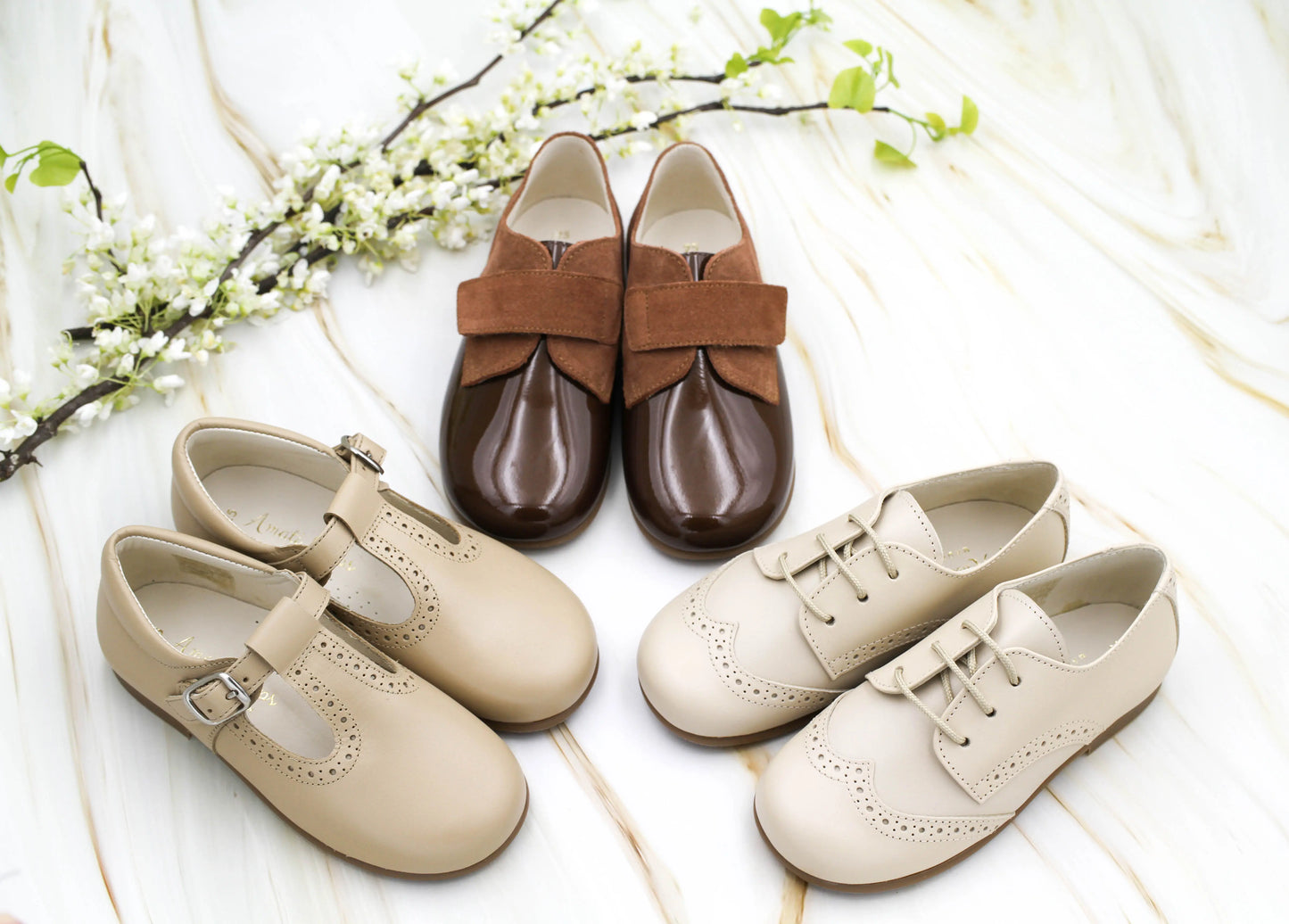 Roman- Beige Leather Boy Oxford Shoes - Amati Steps