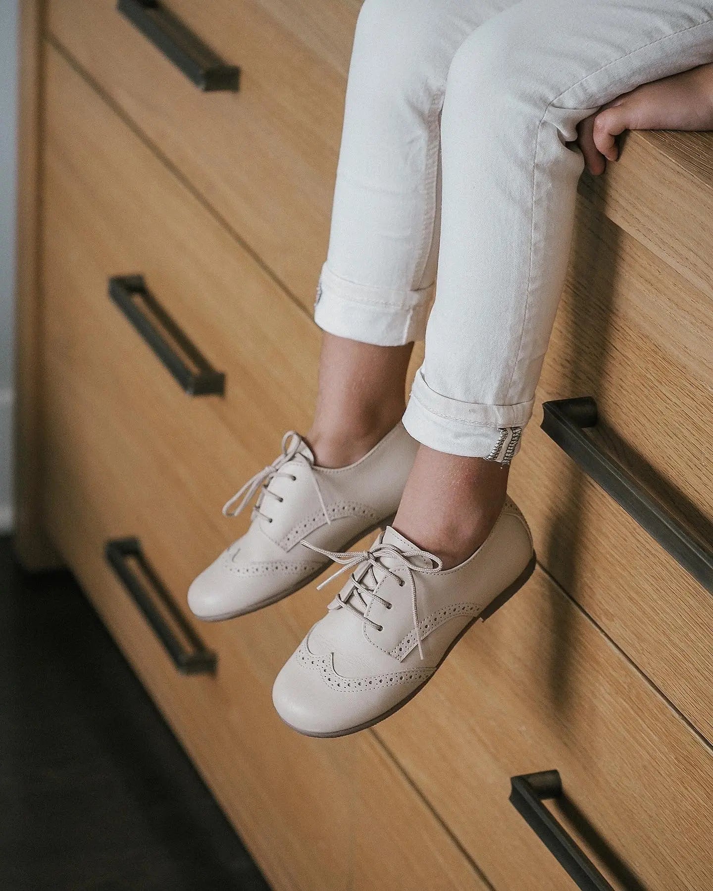 Roman- Beige Leather Boy Oxford Shoes - Amati Steps