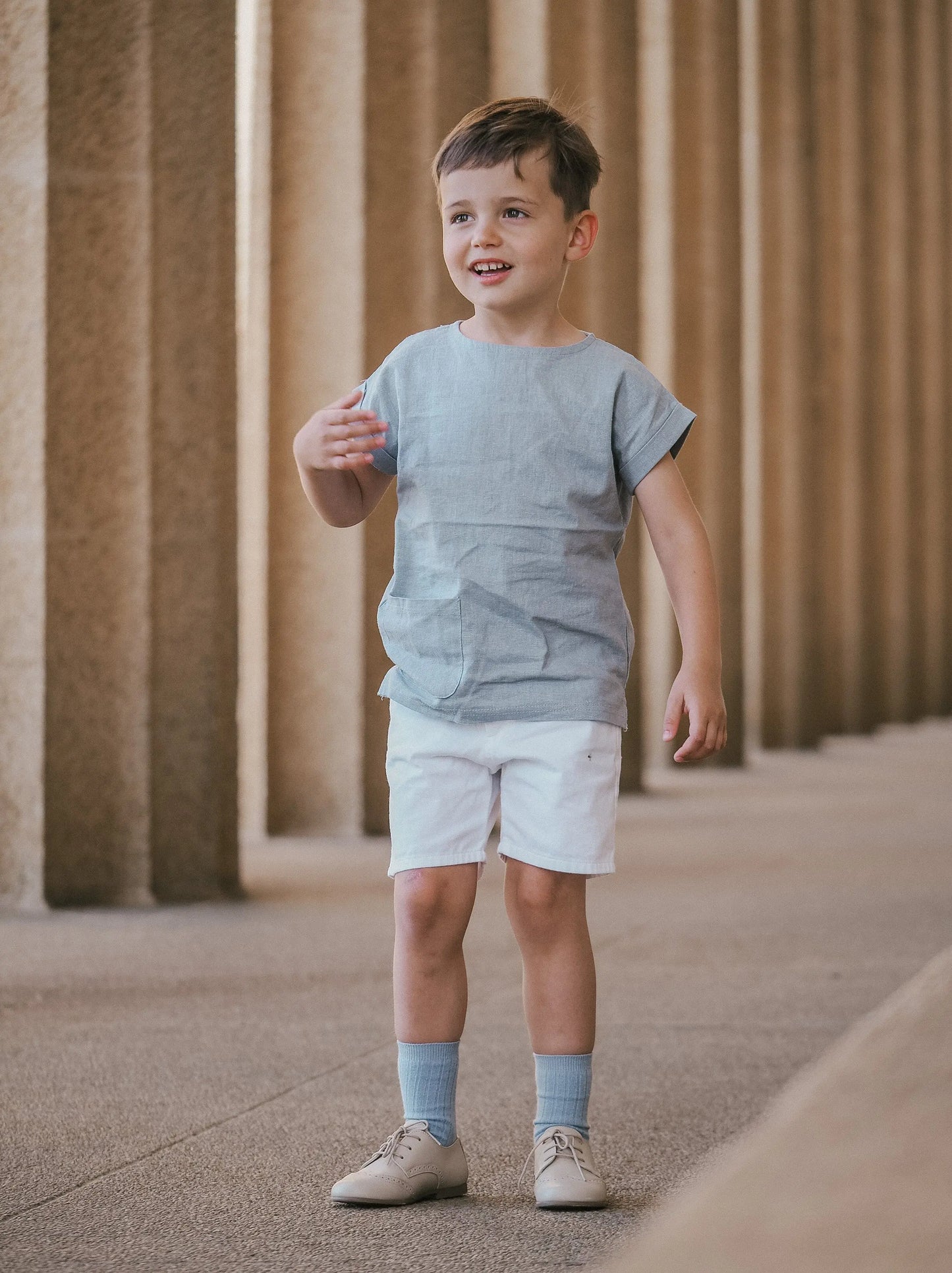 Roman- Beige Leather Boy Oxford Shoes - Amati Steps