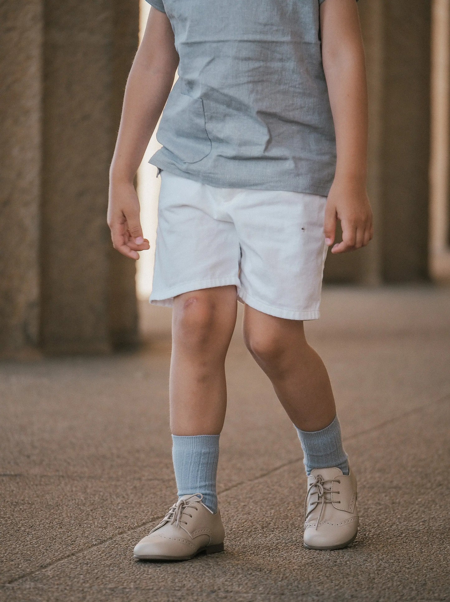 Roman- Beige Leather Boy Oxford Shoes - Amati Steps
