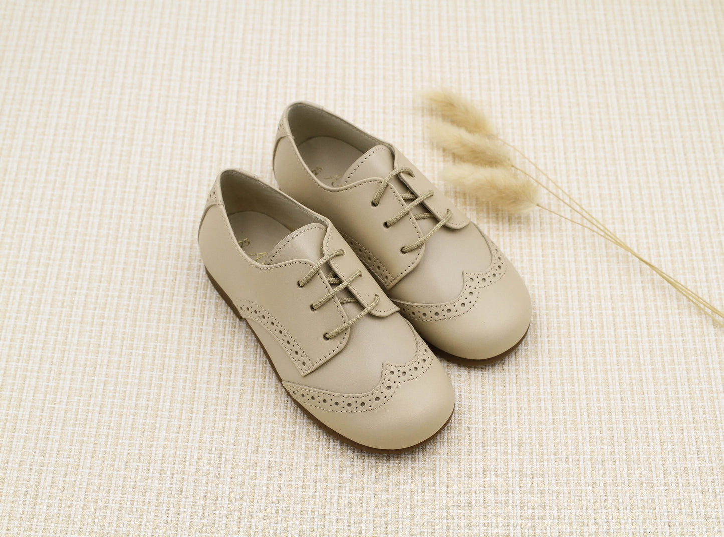 Roman- Beige Leather Boy Oxford Shoes - Amati Steps