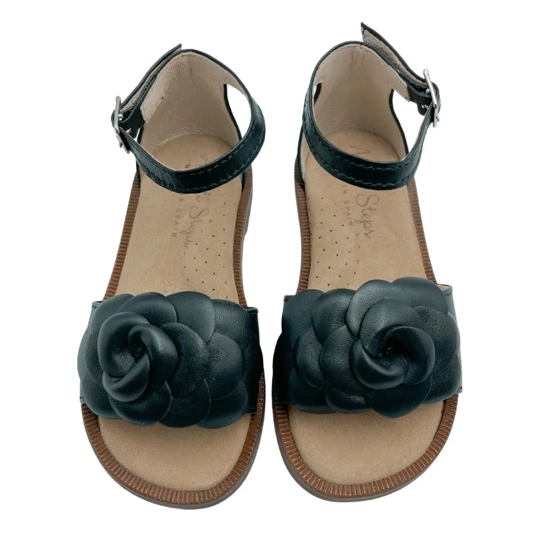 Seraphina- Black Leather Sandals - Amati Steps