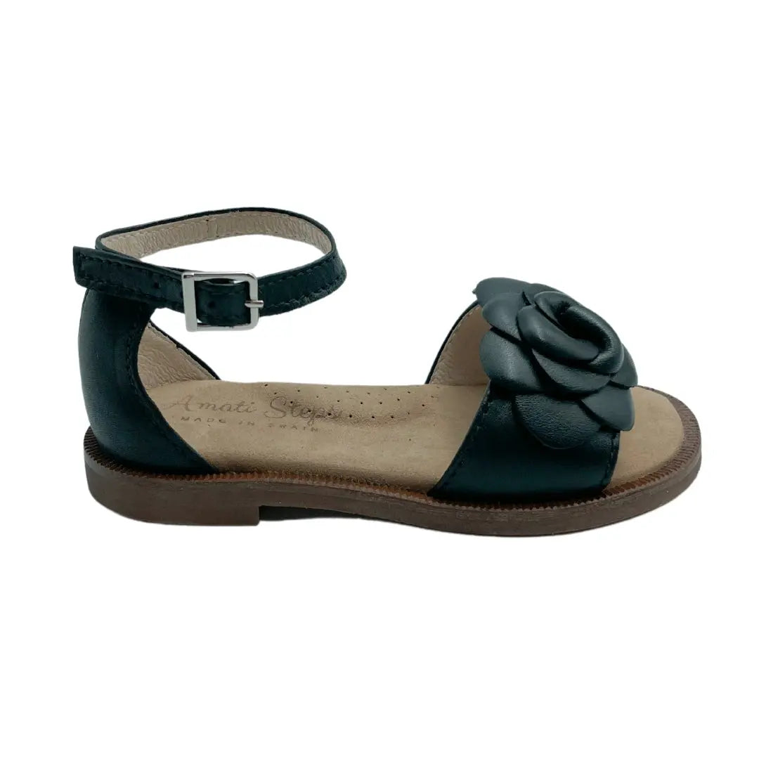 Seraphina- Black Leather Sandals - Amati Steps