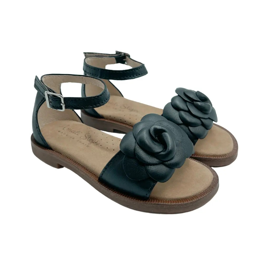 Seraphina- Black Leather Sandals - Amati Steps
