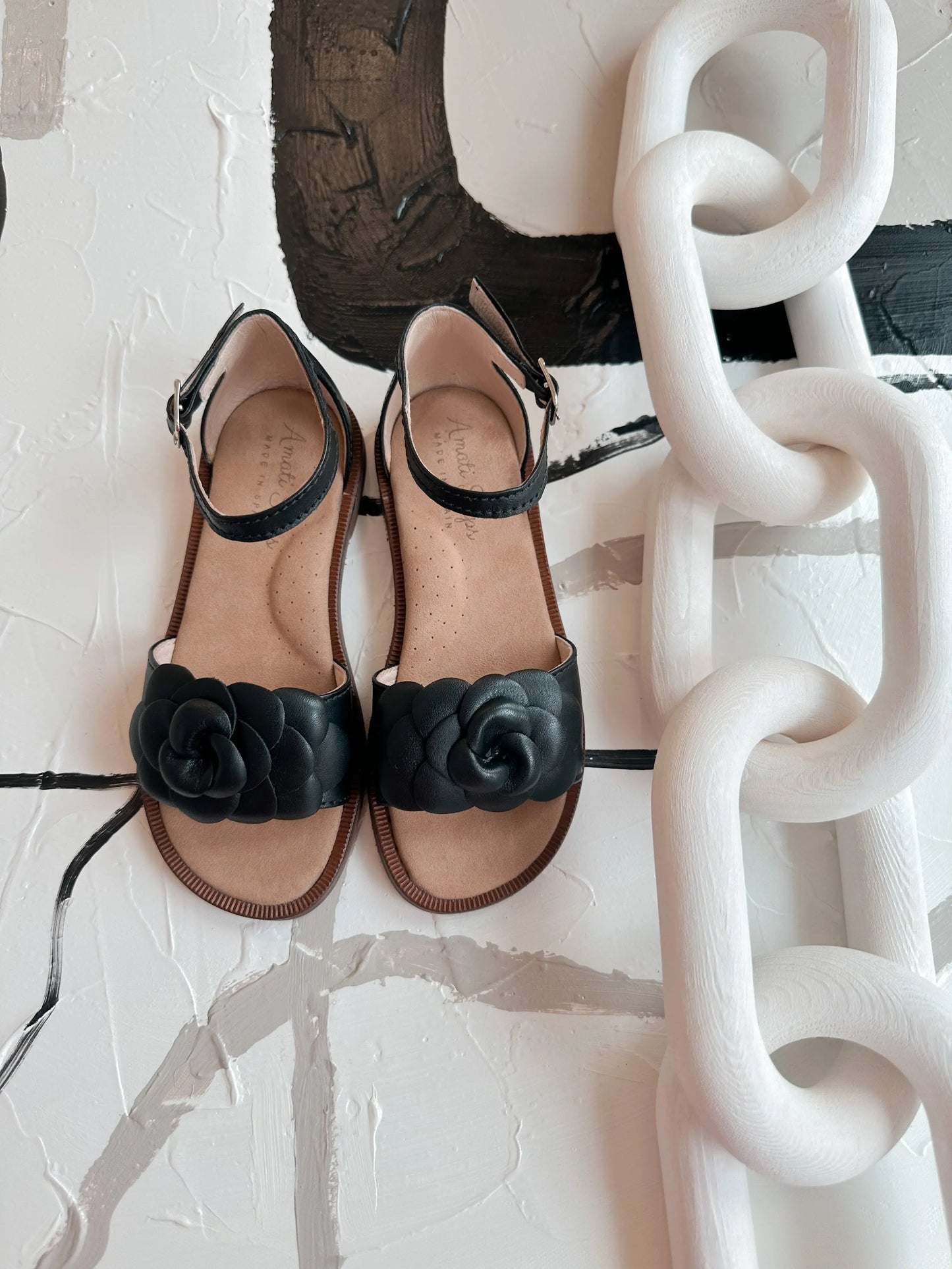Seraphina- Black Leather Sandals - Amati Steps