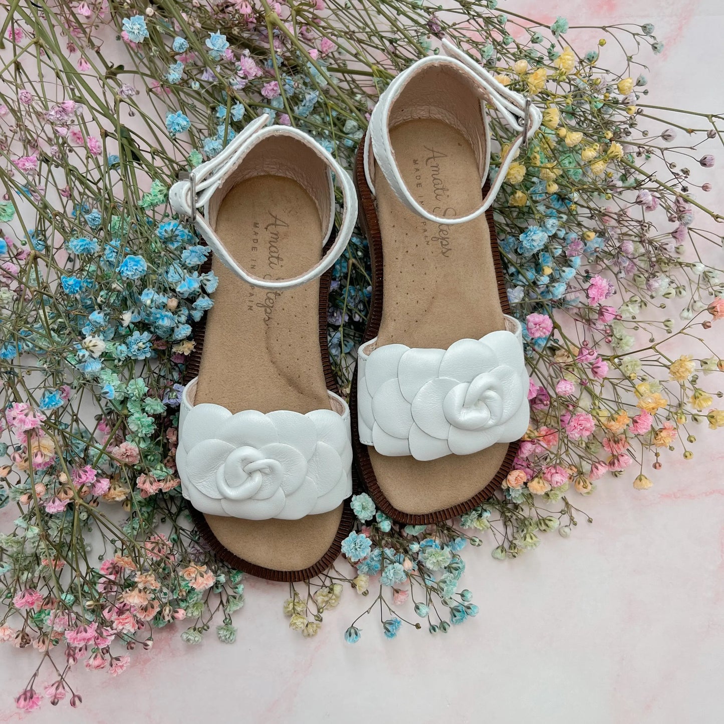 Seraphina- White Leather Sandals - Amati Steps