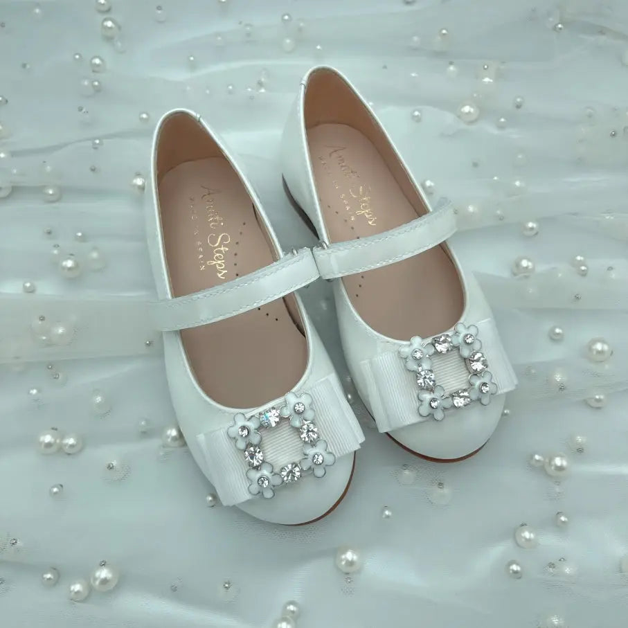 Sofia- White Patent Leather Mary Jane Shoes - Amati Steps