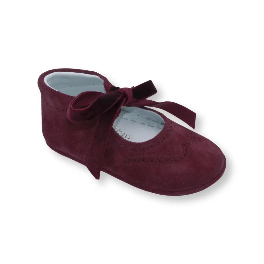 Verónica - Burgundy Suede Baby Mary Jane Shoes - Amati Steps