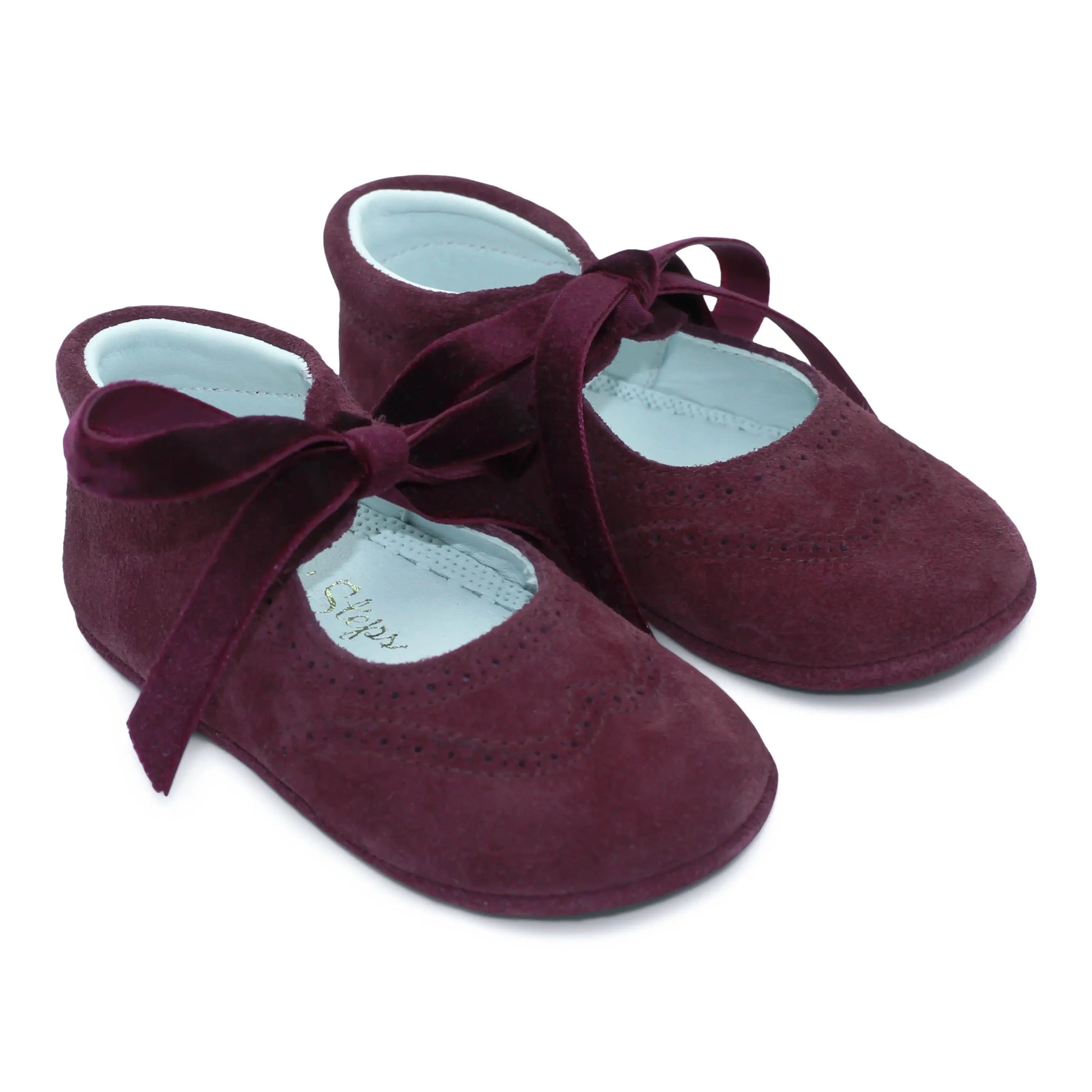 Verónica - Burgundy Suede Baby Mary Jane Shoes - Amati Steps