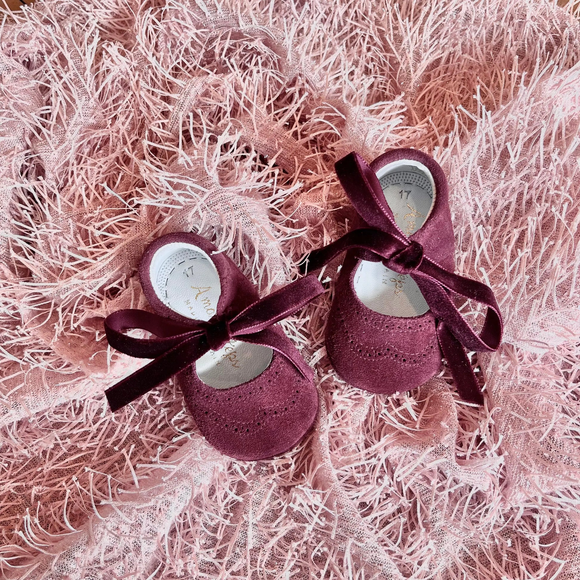 Verónica - Burgundy Suede Baby Mary Jane Shoes - Amati Steps