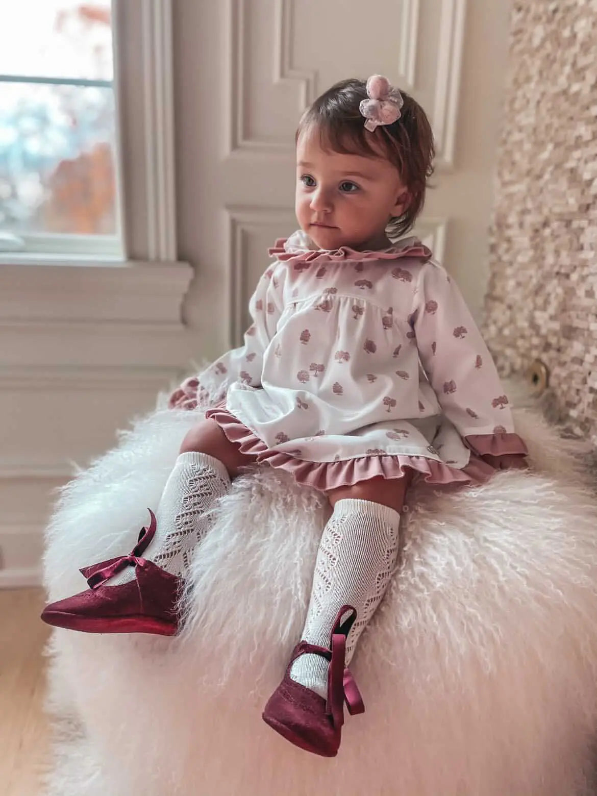 Verónica - Burgundy Suede Baby Mary Jane Shoes - Amati Steps