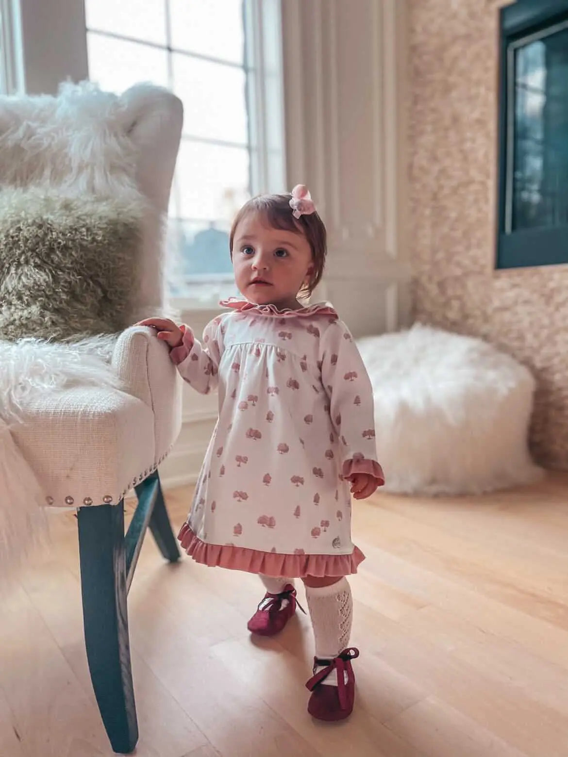 Verónica - Burgundy Suede Baby Mary Jane Shoes - Amati Steps