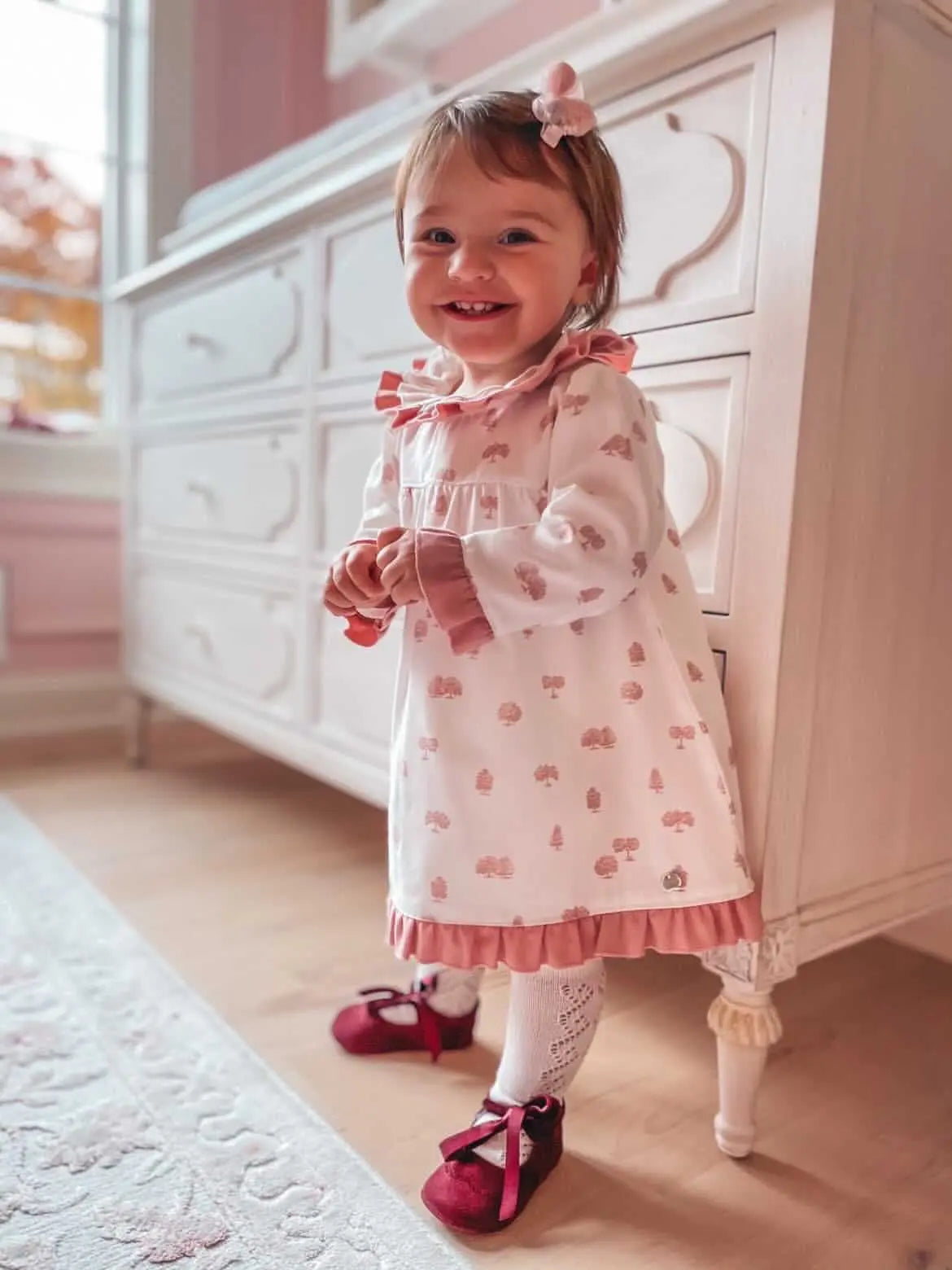 Verónica - Burgundy Suede Baby Mary Jane Shoes - Amati Steps