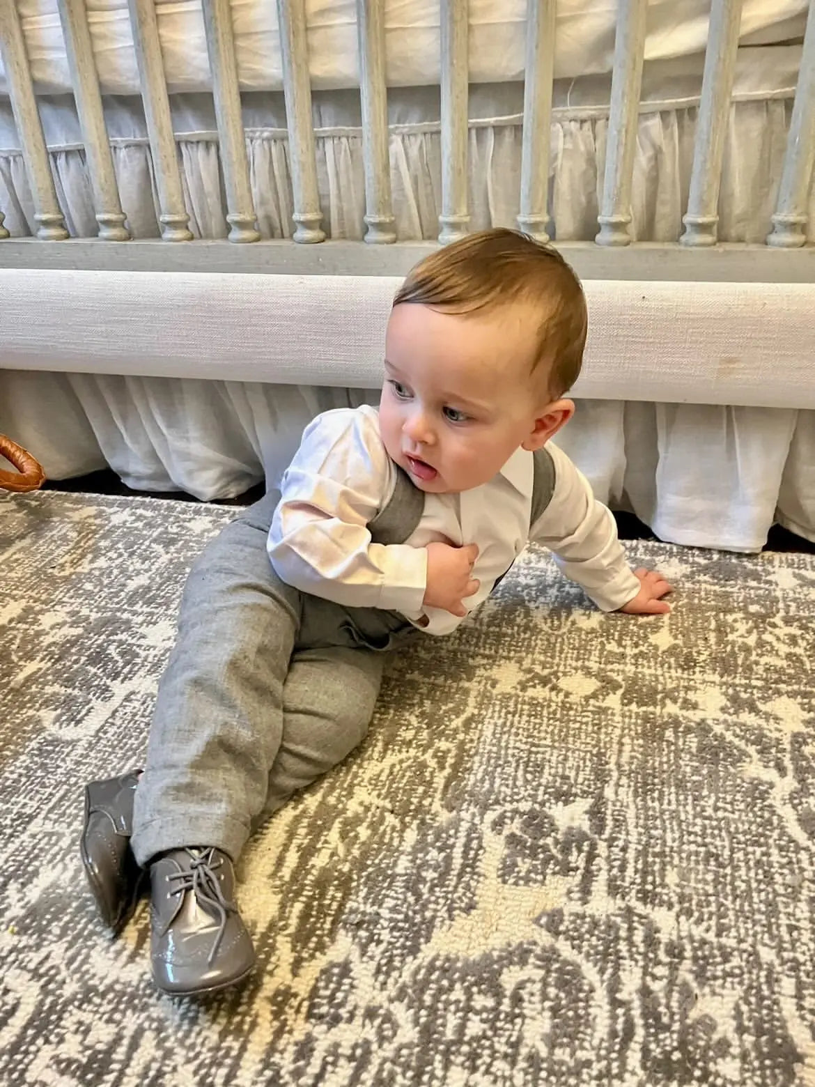 Vincent- Grey Patent Leather Baby Oxford Shoes - Amati Steps