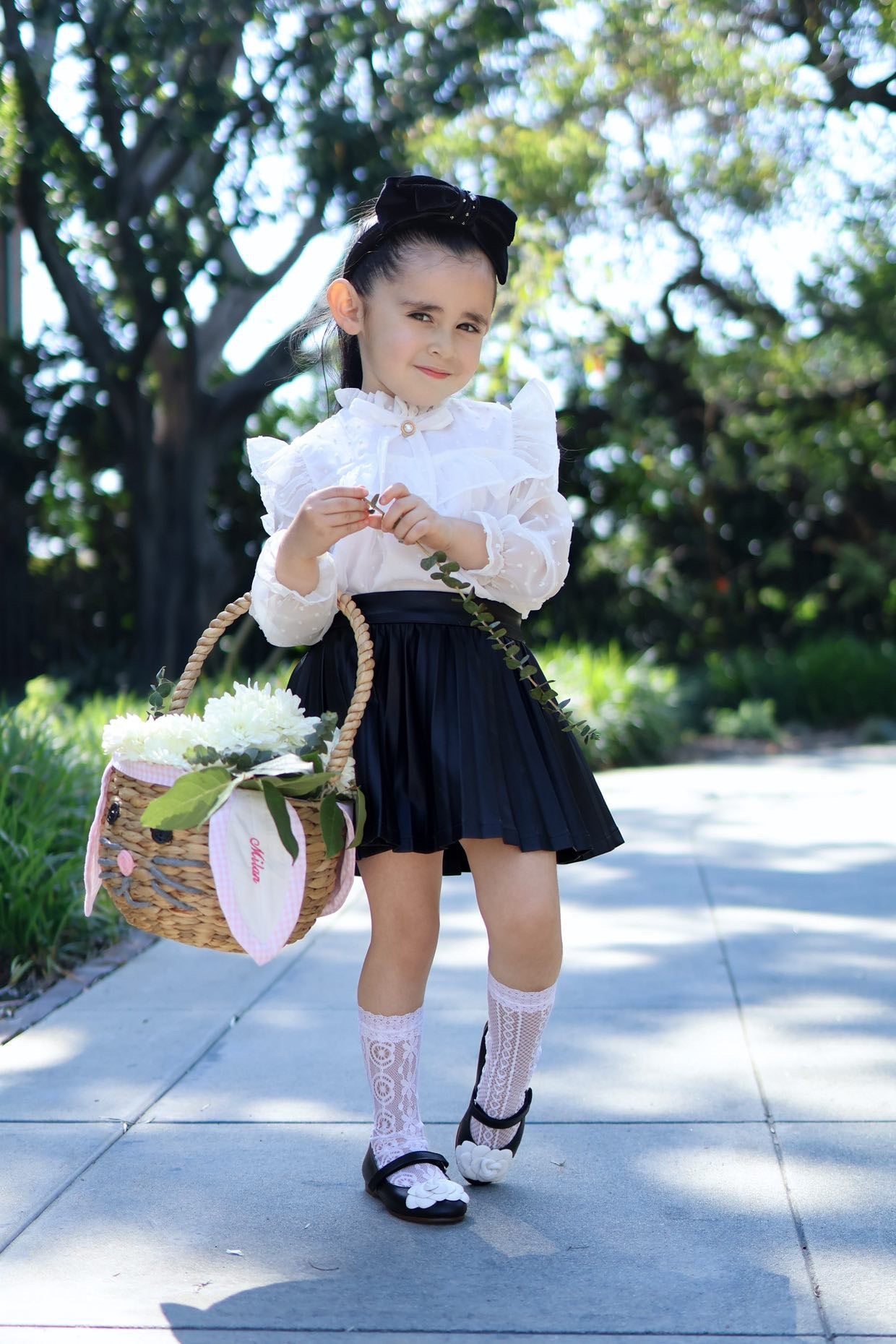 Camille- Black/White Leather Mary Jane Shoes - Amati Steps