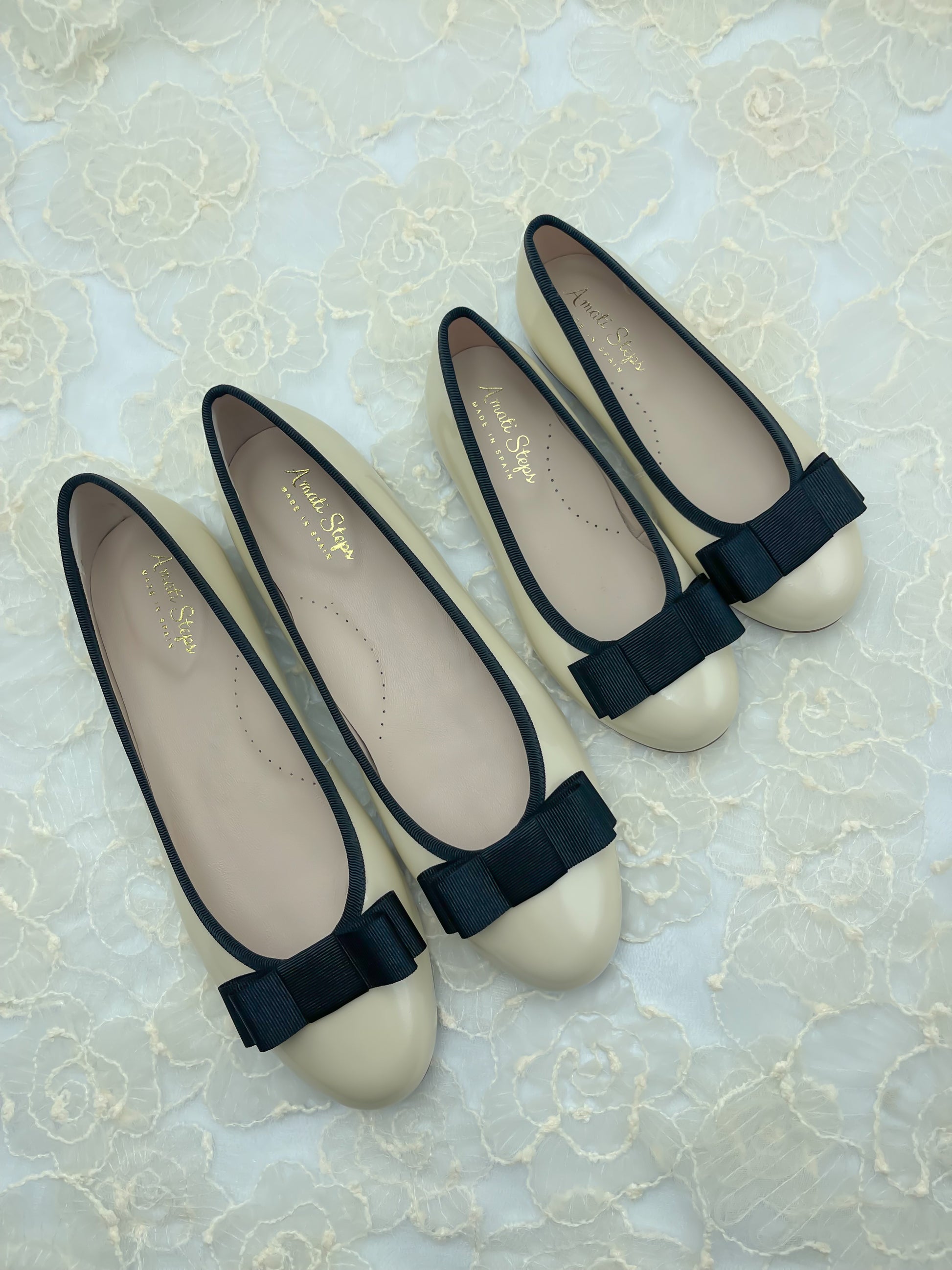 Emma- Women's Ivory Patent Leather Ballerina Flat Shoes | Amati Steps Emma- Women's Ivory Patent Leather Ballerina Flat Shoes | Amati Steps