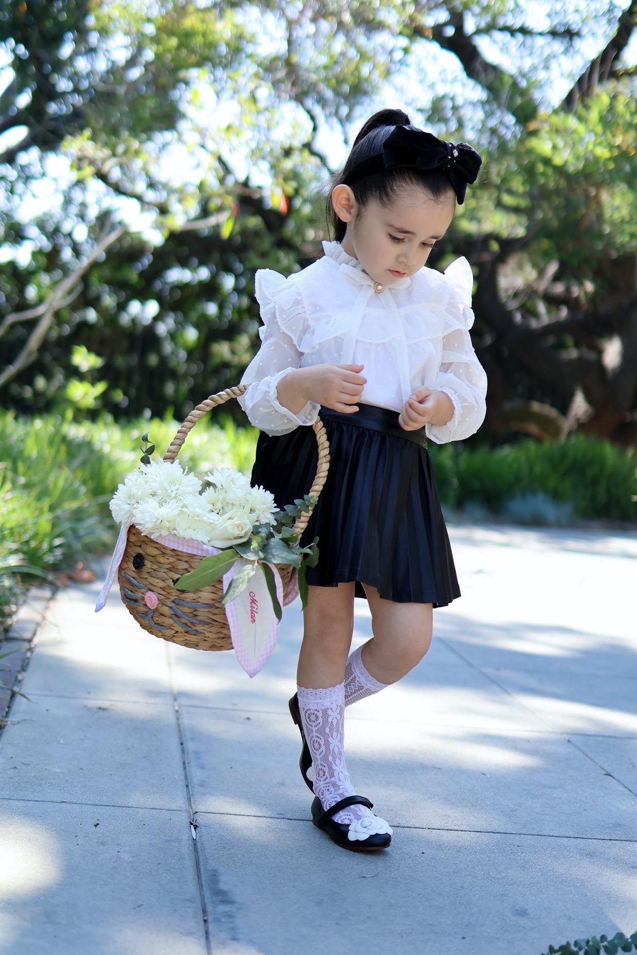 Camille- Black/White Leather Mary Jane Shoes - Amati Steps