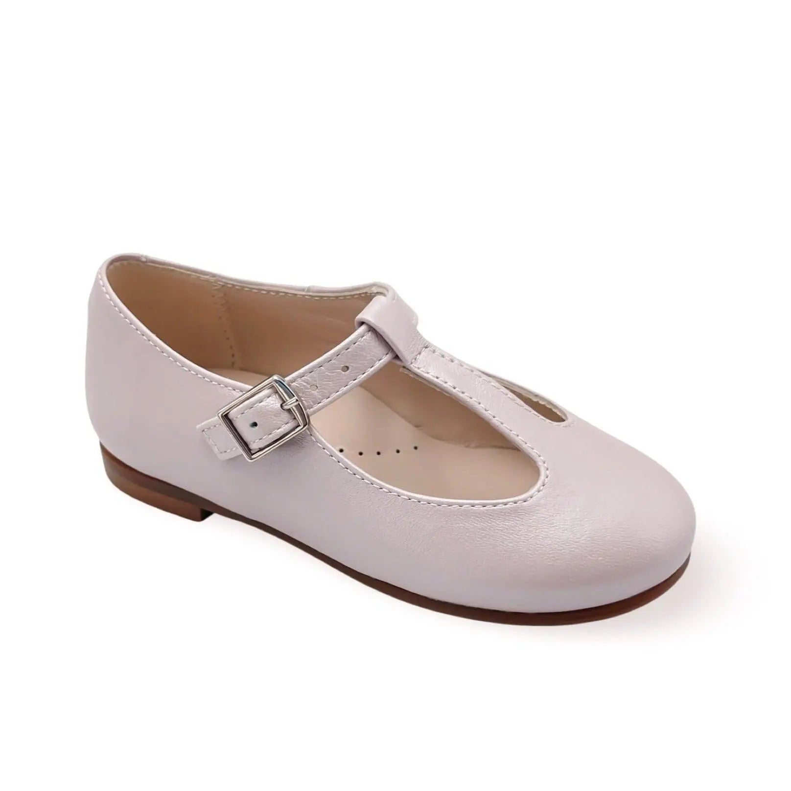 Adele- Light Pink T-Bar Leather Shoes - Amati Steps