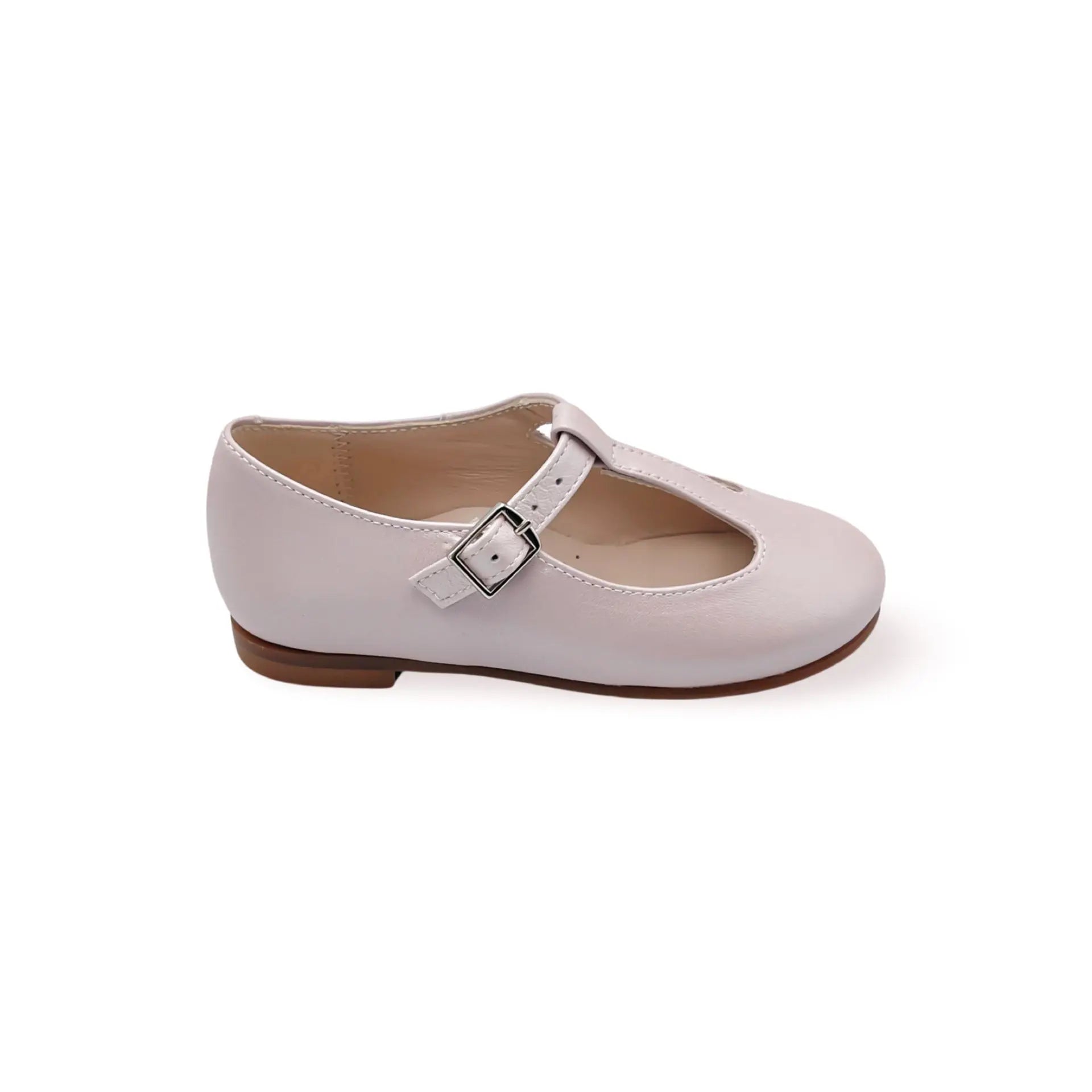 Adele- Light Pink T-Bar Leather Shoes - Amati Steps