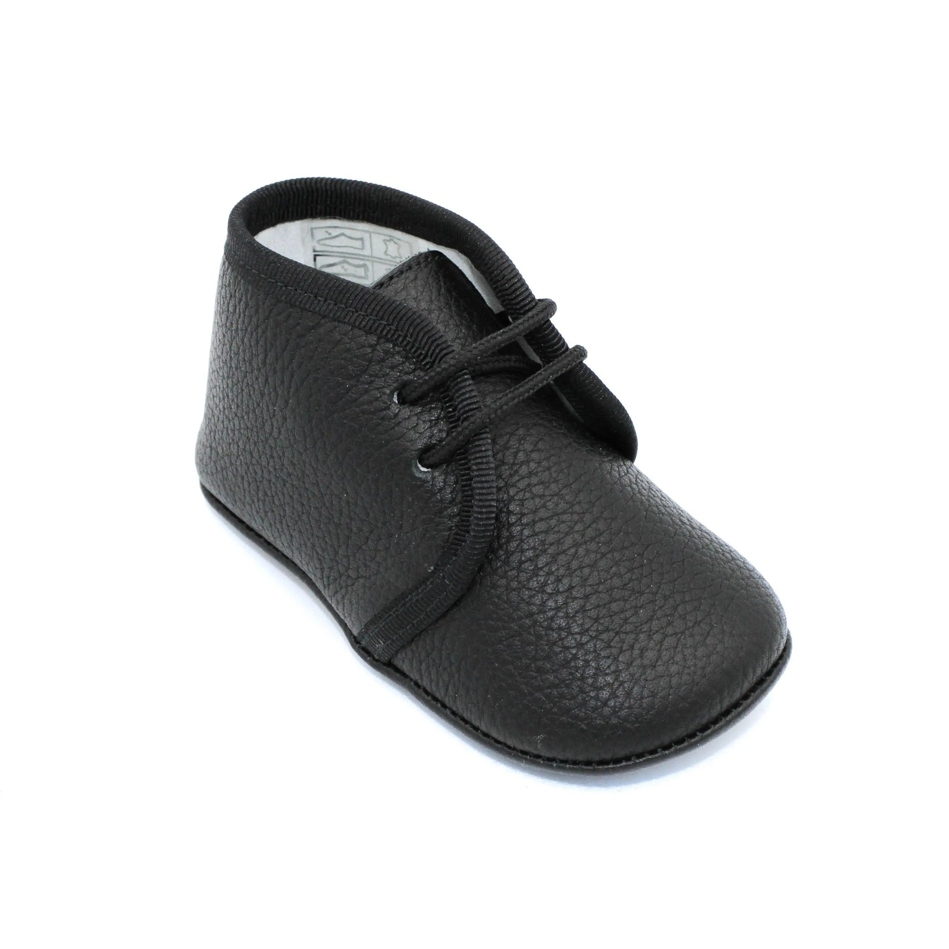 Andres- Black Leather Baby Booties - Amati Steps