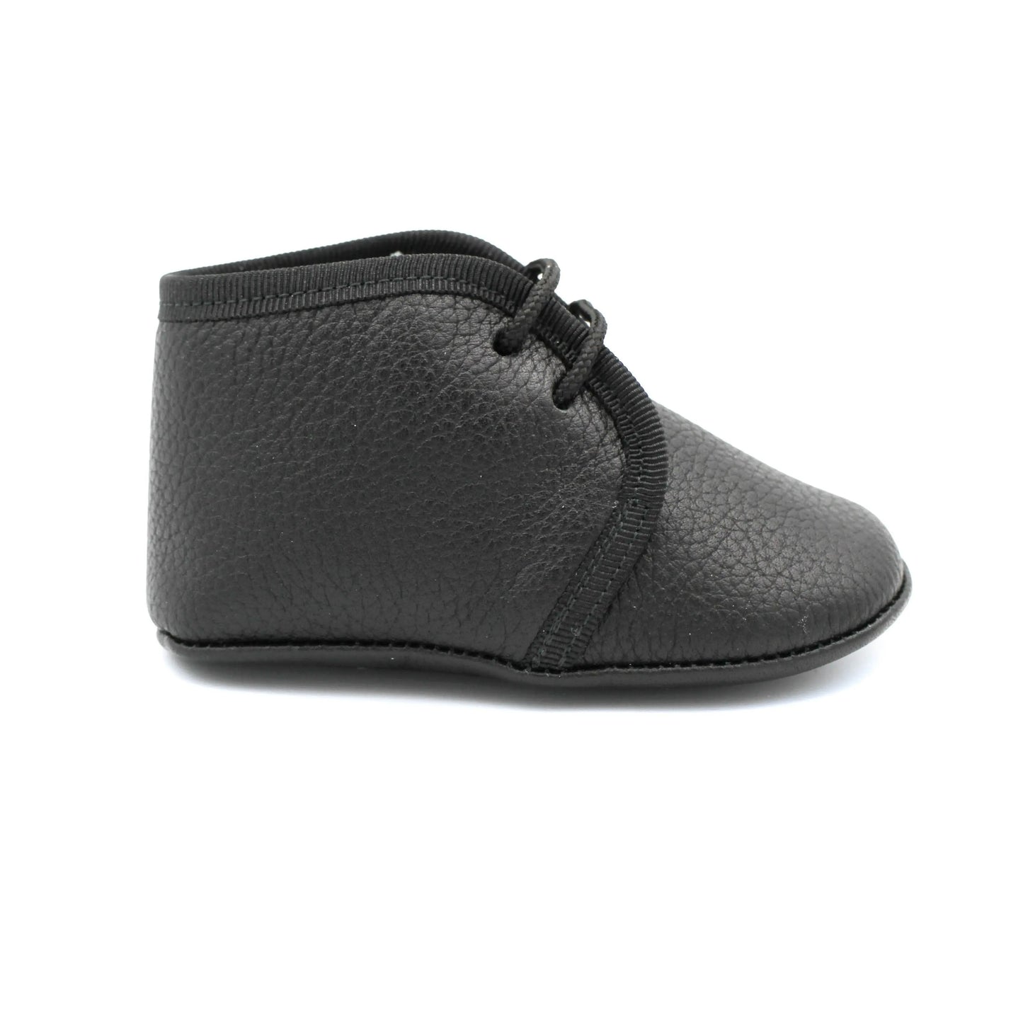 Andres- Black Leather Baby Booties - Amati Steps