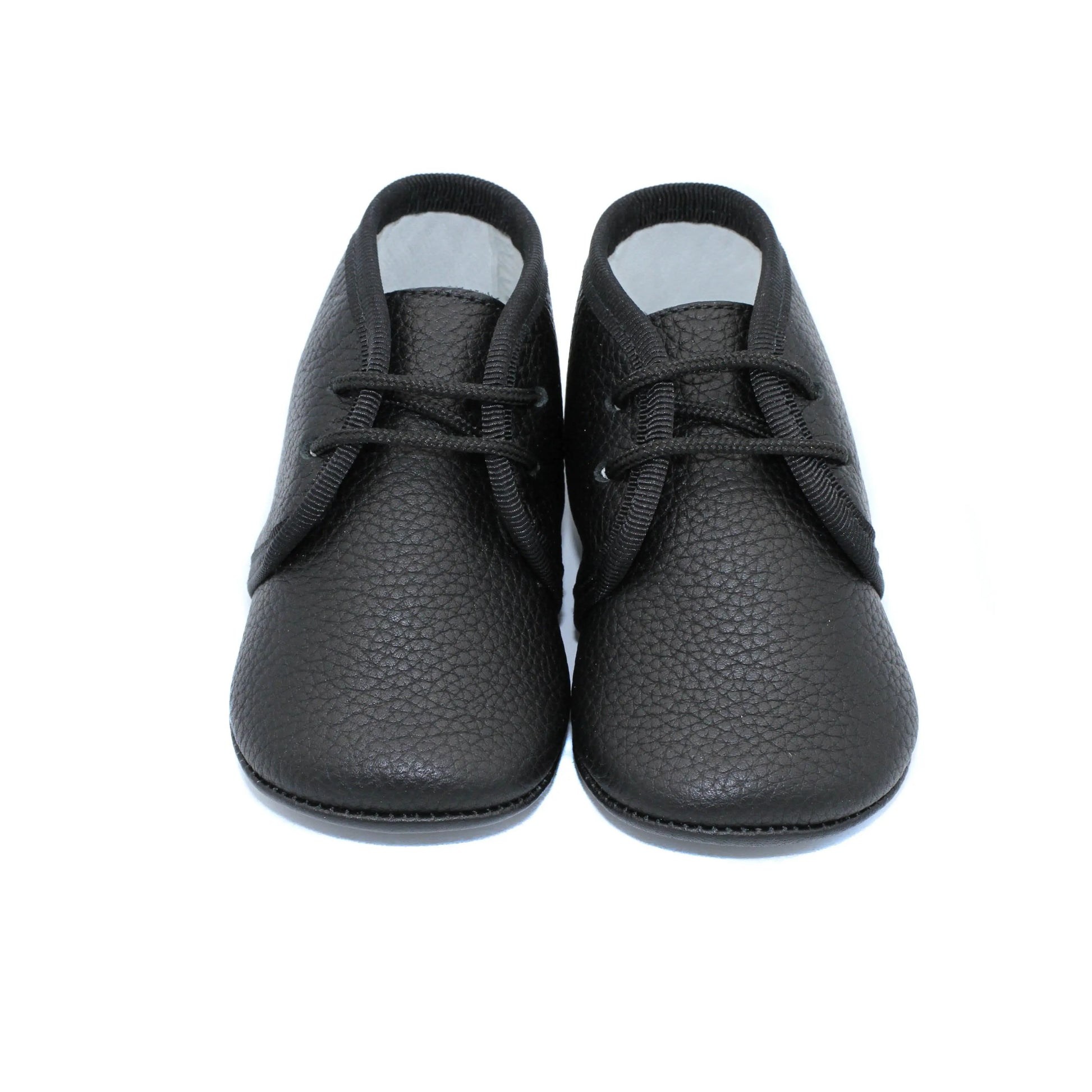 Andres- Black Leather Baby Booties - Amati Steps