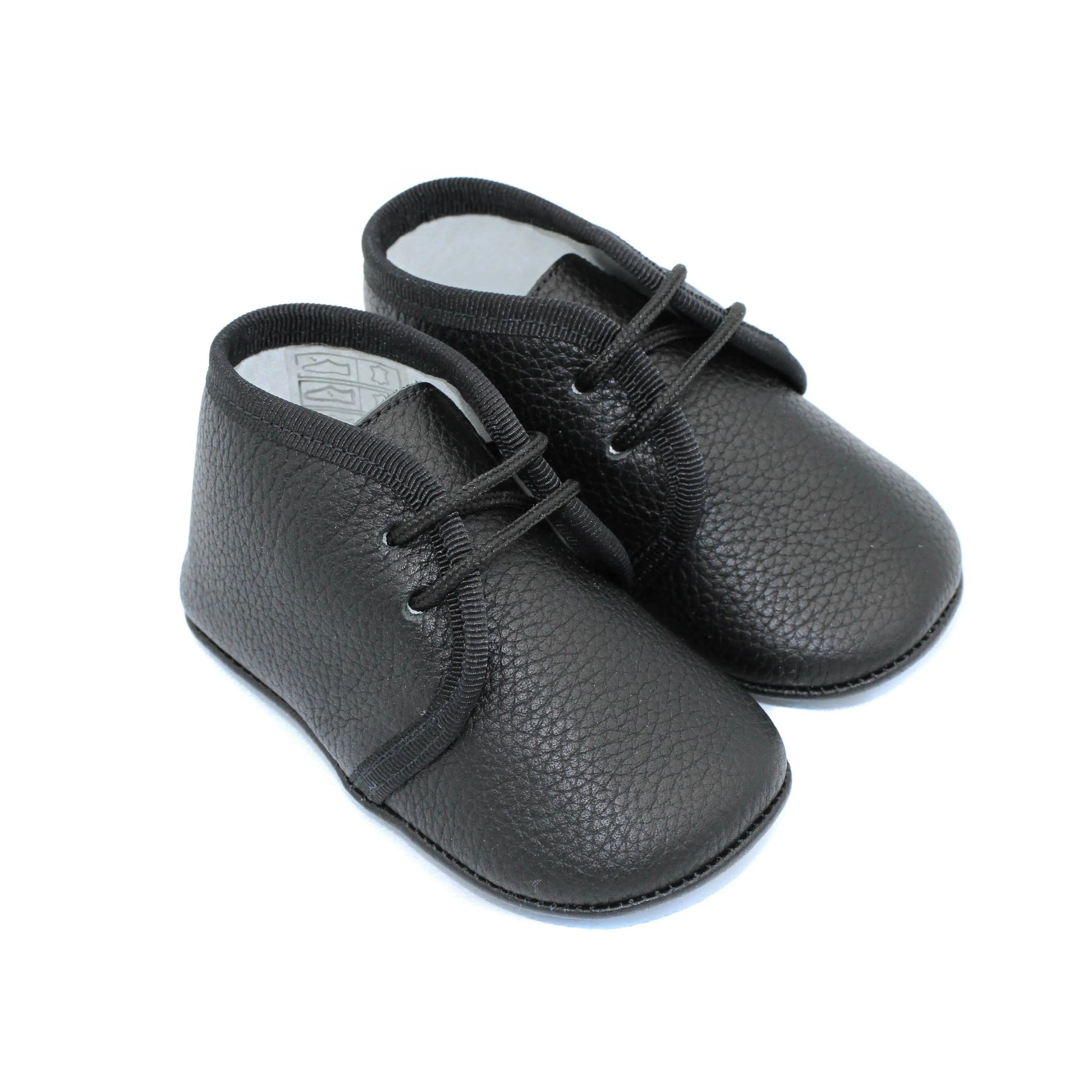 Andres- Black Leather Baby Booties - Amati Steps