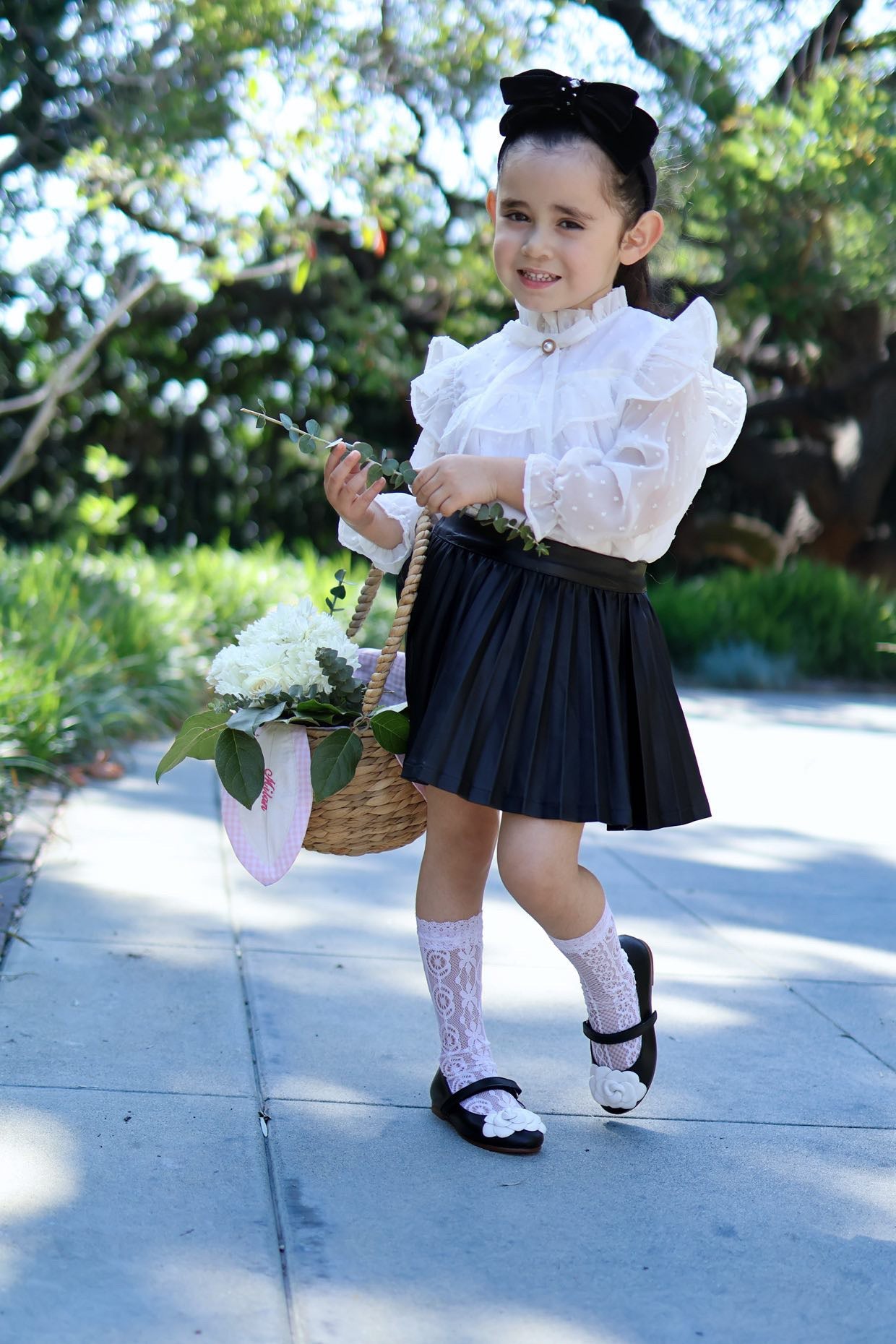 Camille- Black/White Leather Mary Jane Shoes - Amati Steps