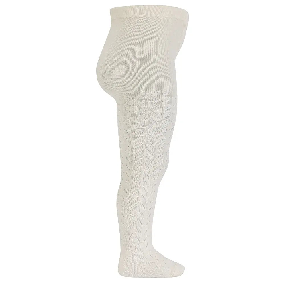 CÓNDOR Warm Cotton Openwork Tights- Cream - Amati Steps