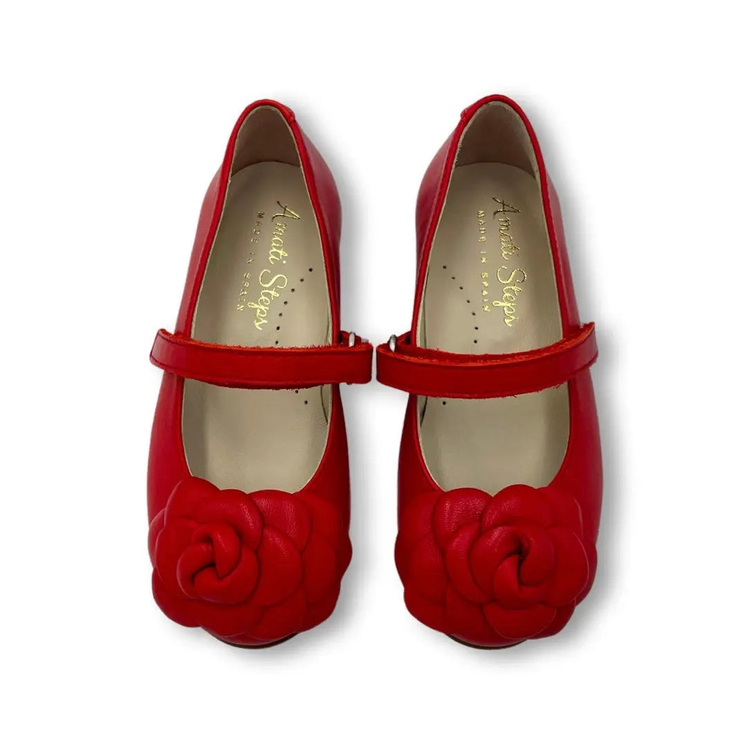 Camille- Red Leather Mary Jane Shoes - Amati Steps