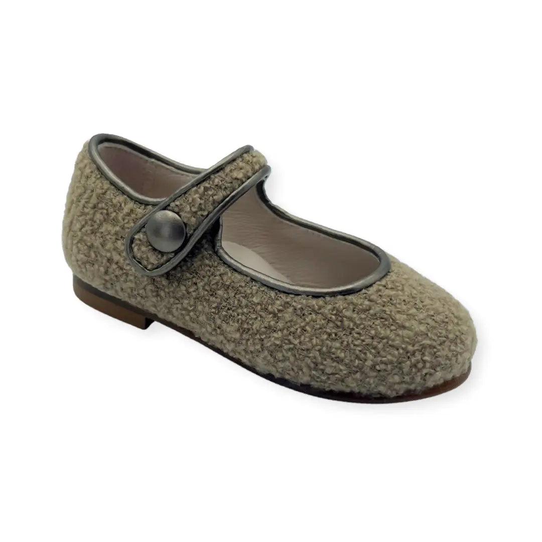 Charlotte- Taupe Bouclé Mary Jane Shoes - Amati Steps