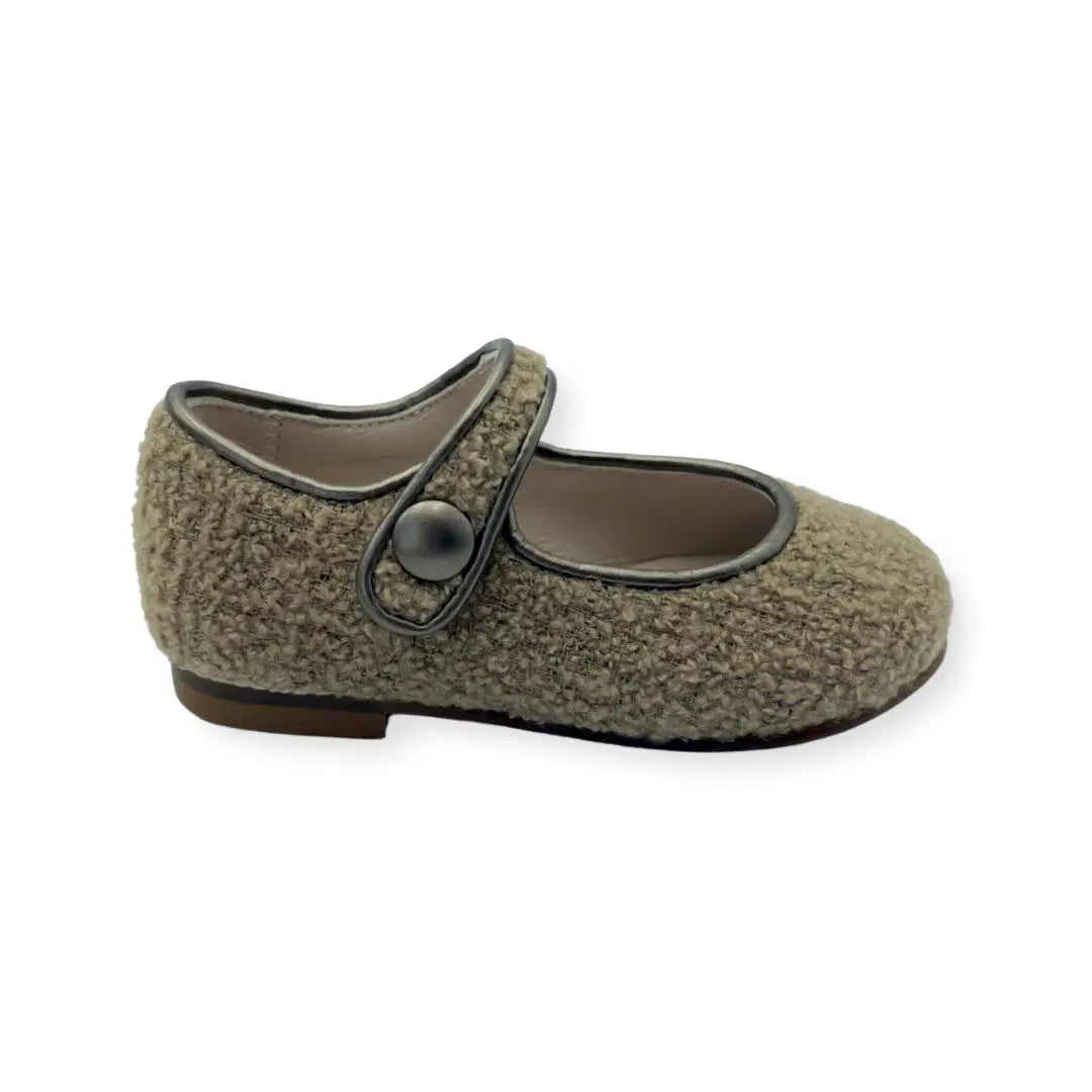 Charlotte- Taupe Bouclé Mary Jane Shoes - Amati Steps