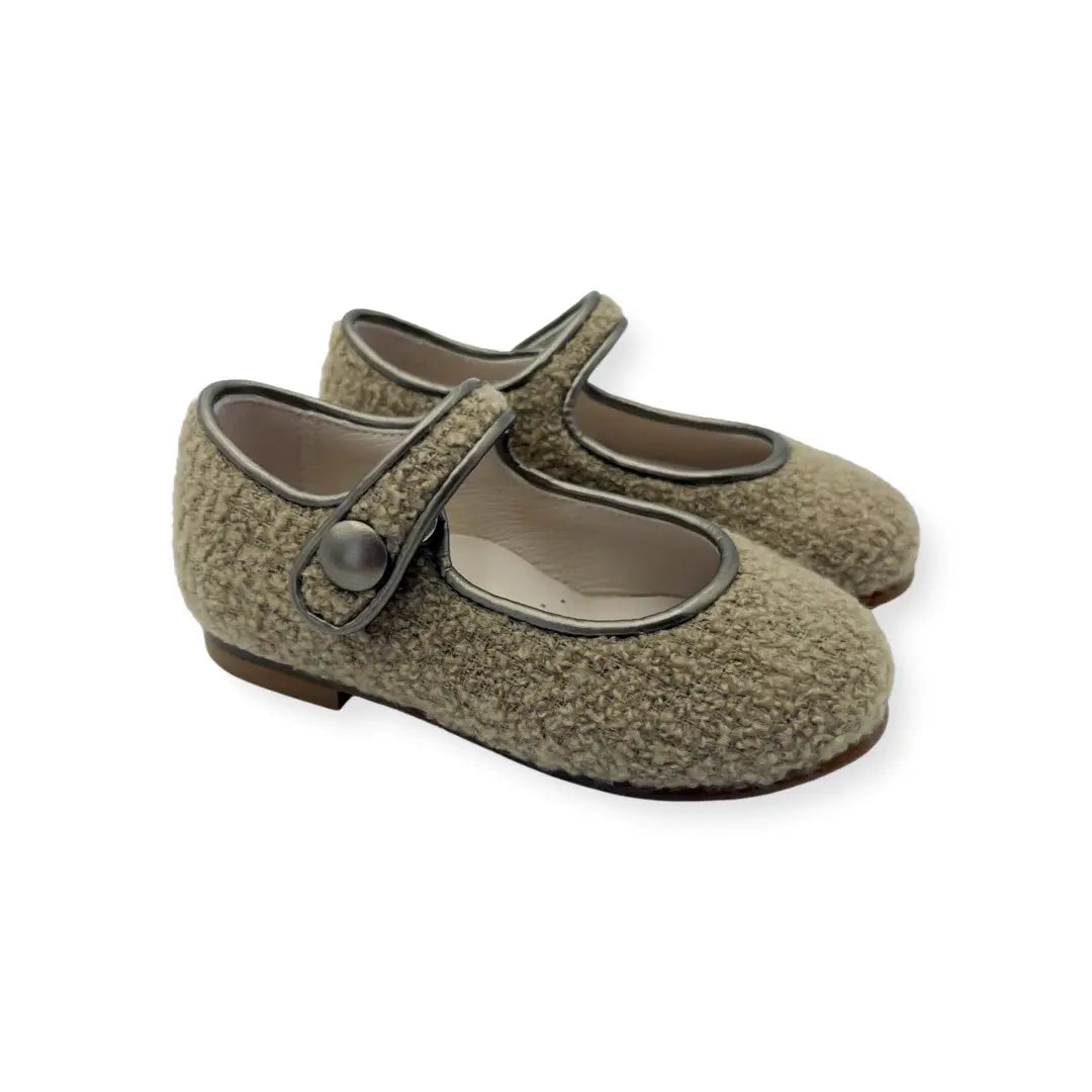 Charlotte- Taupe Bouclé Mary Jane Shoes - Amati Steps