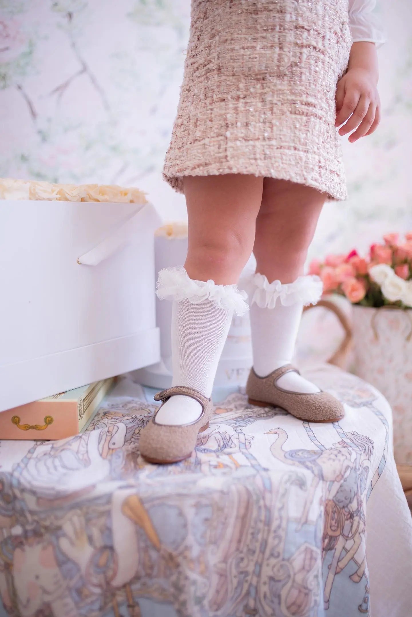 Charlotte- Taupe Bouclé Mary Jane Shoes - Amati Steps