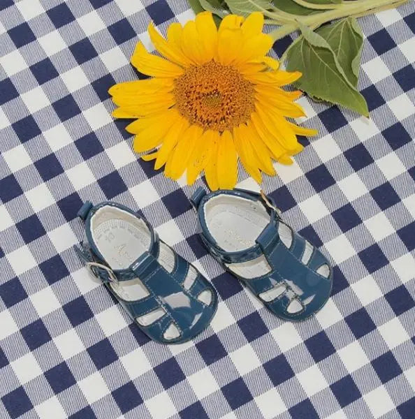 Cruz - Blue Patent Leather Baby Sandals - Amati Steps