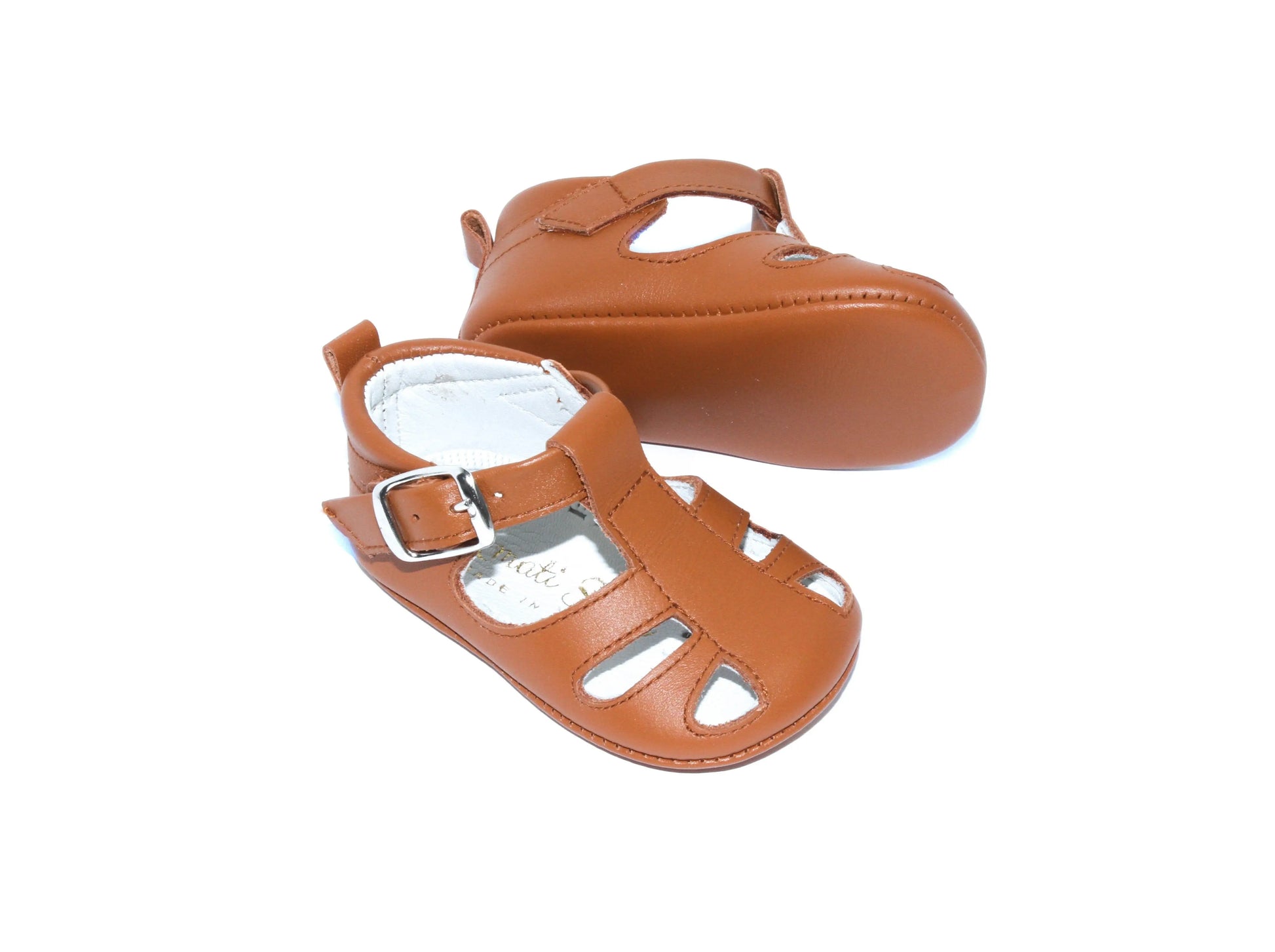 Cruz - Cognac Leather Baby Sandals - Amati Steps