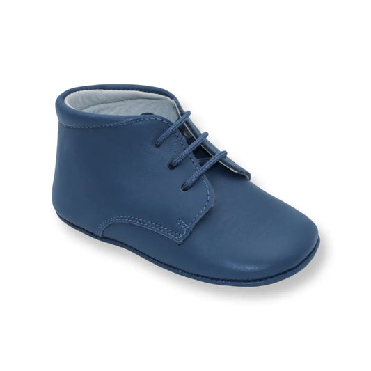 Gabriel- Navy Leather Baby Booties - Amati Steps